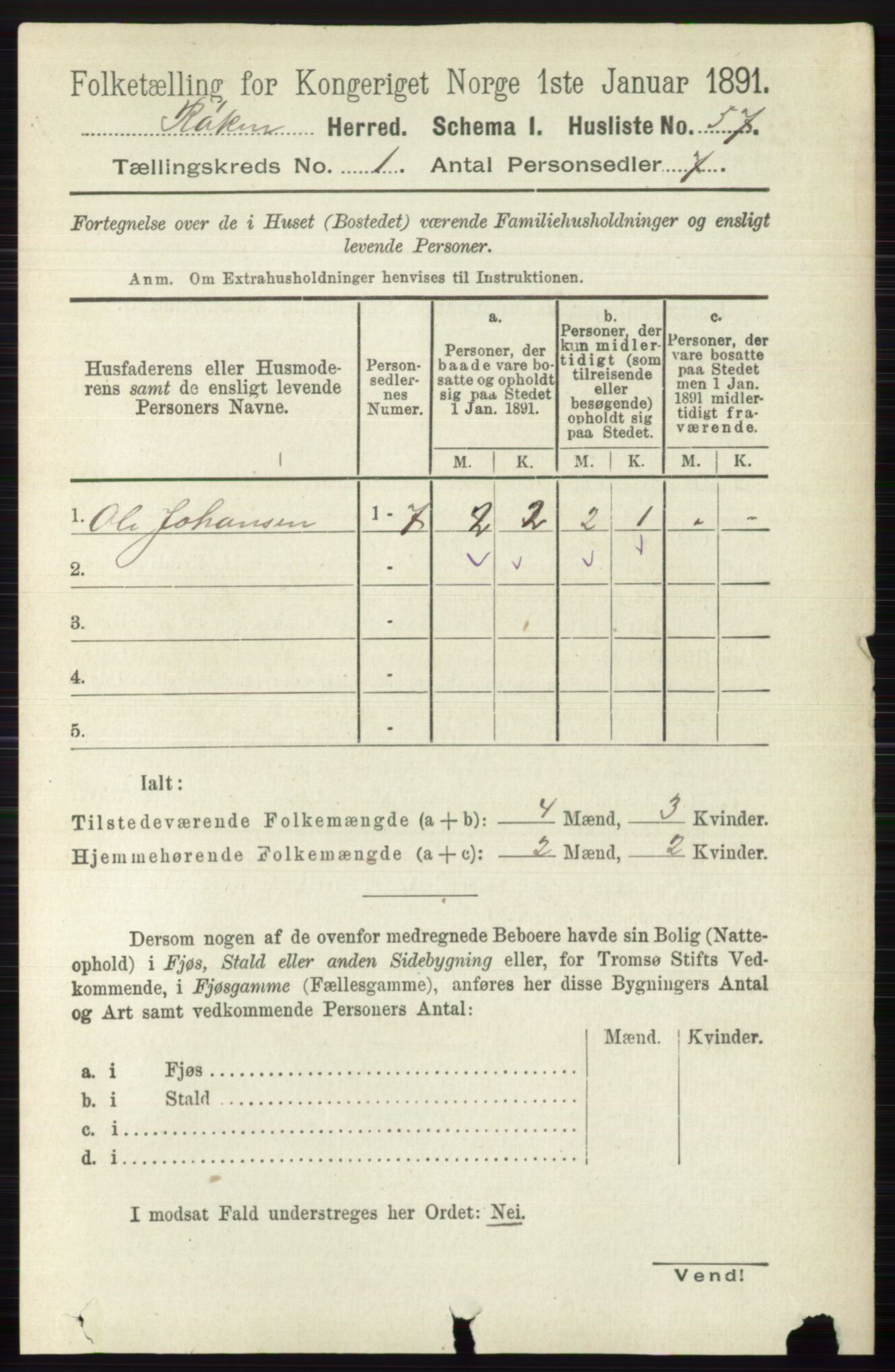 RA, 1891 census for 0627 Røyken, 1891, p. 80