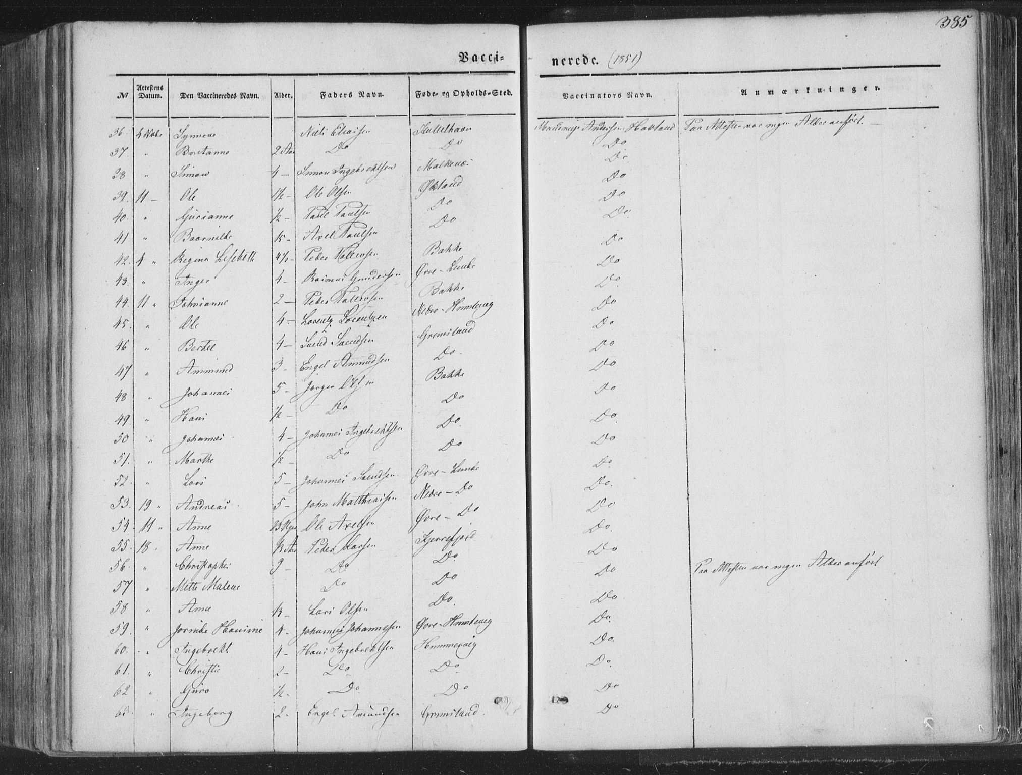 Tysnes sokneprestembete, AV/SAB-A-78601/H/Haa: Parish register (official) no. A 10, 1848-1859, p. 385