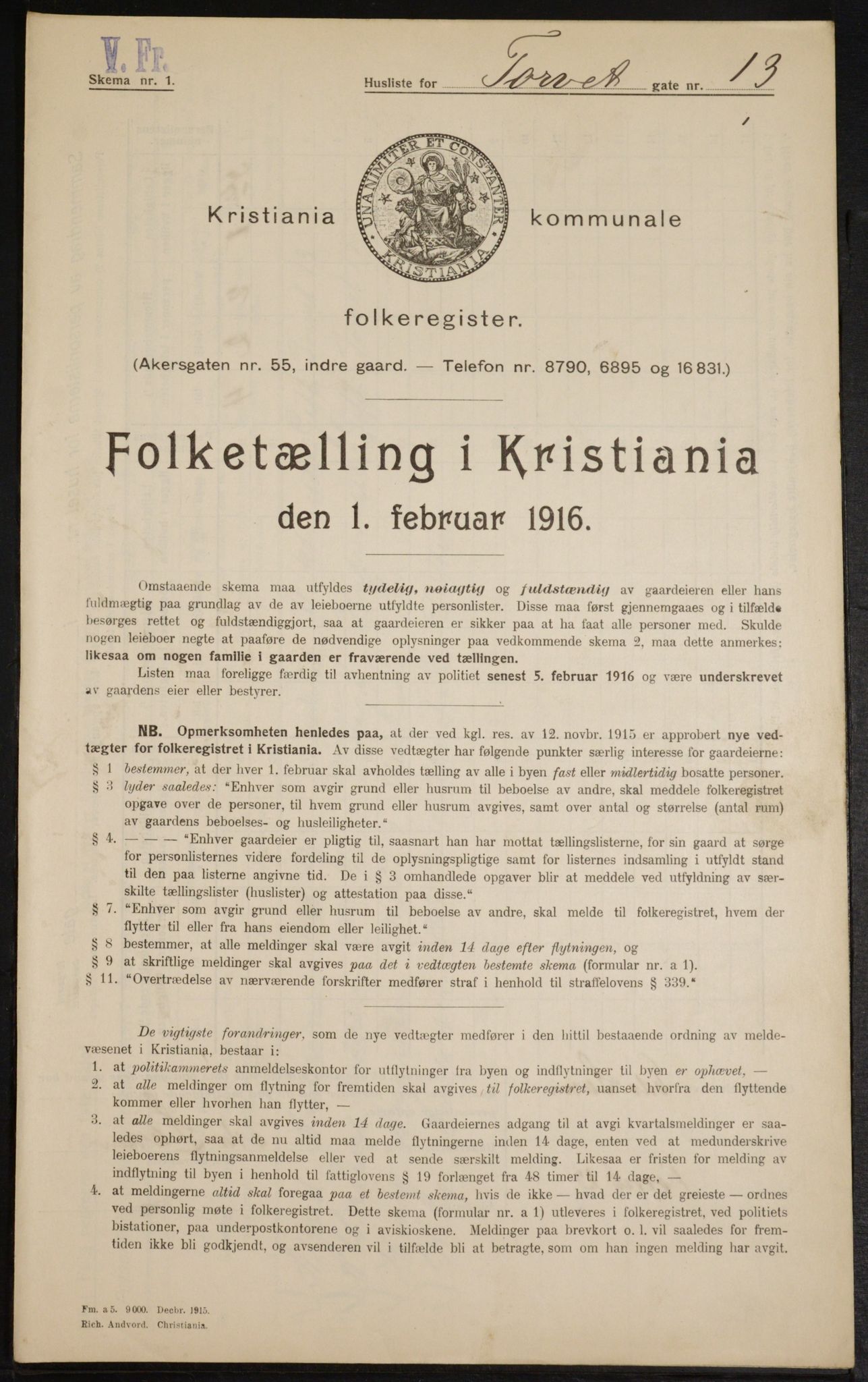 OBA, Municipal Census 1916 for Kristiania, 1916, p. 106449