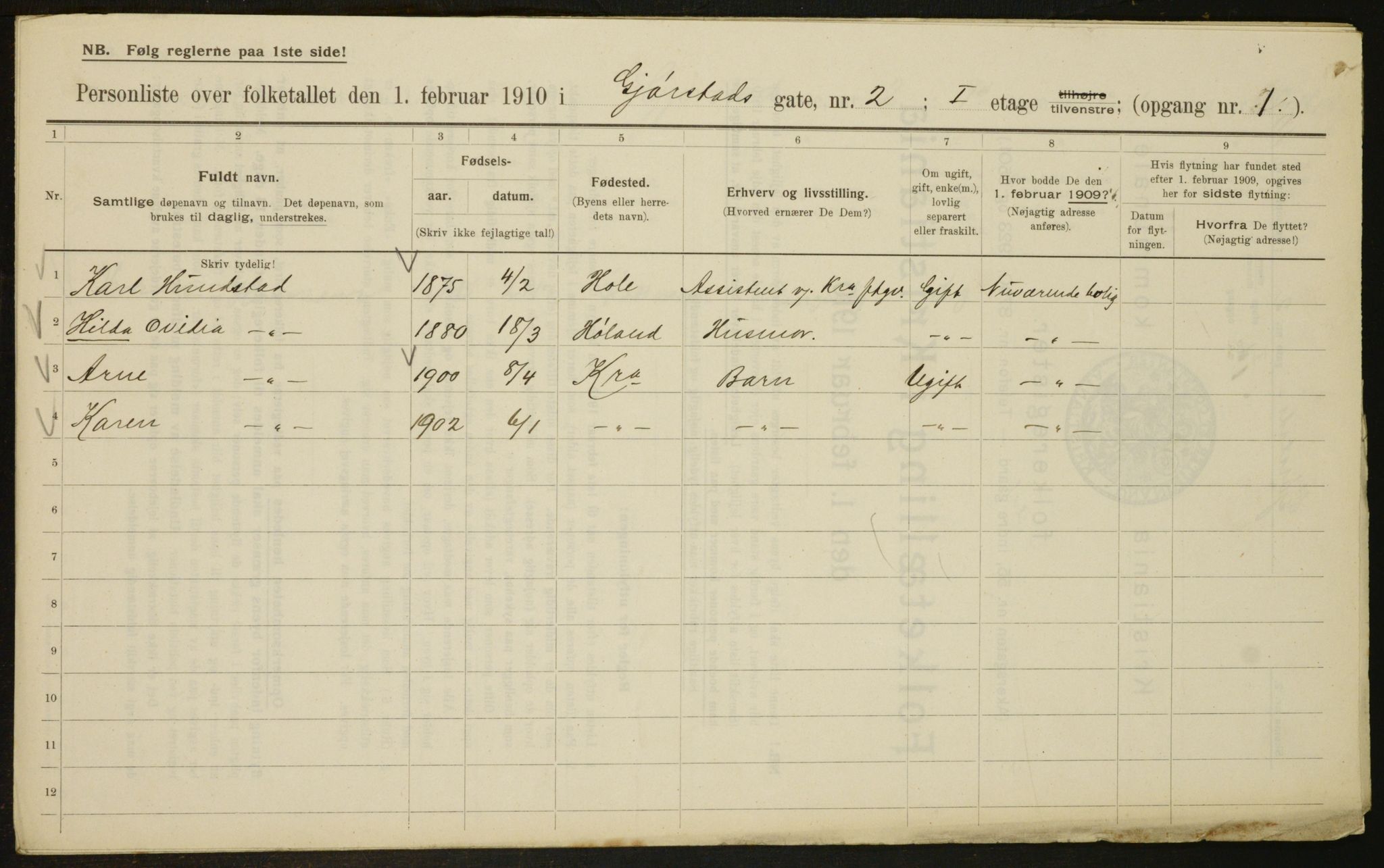 OBA, Municipal Census 1910 for Kristiania, 1910, p. 27866