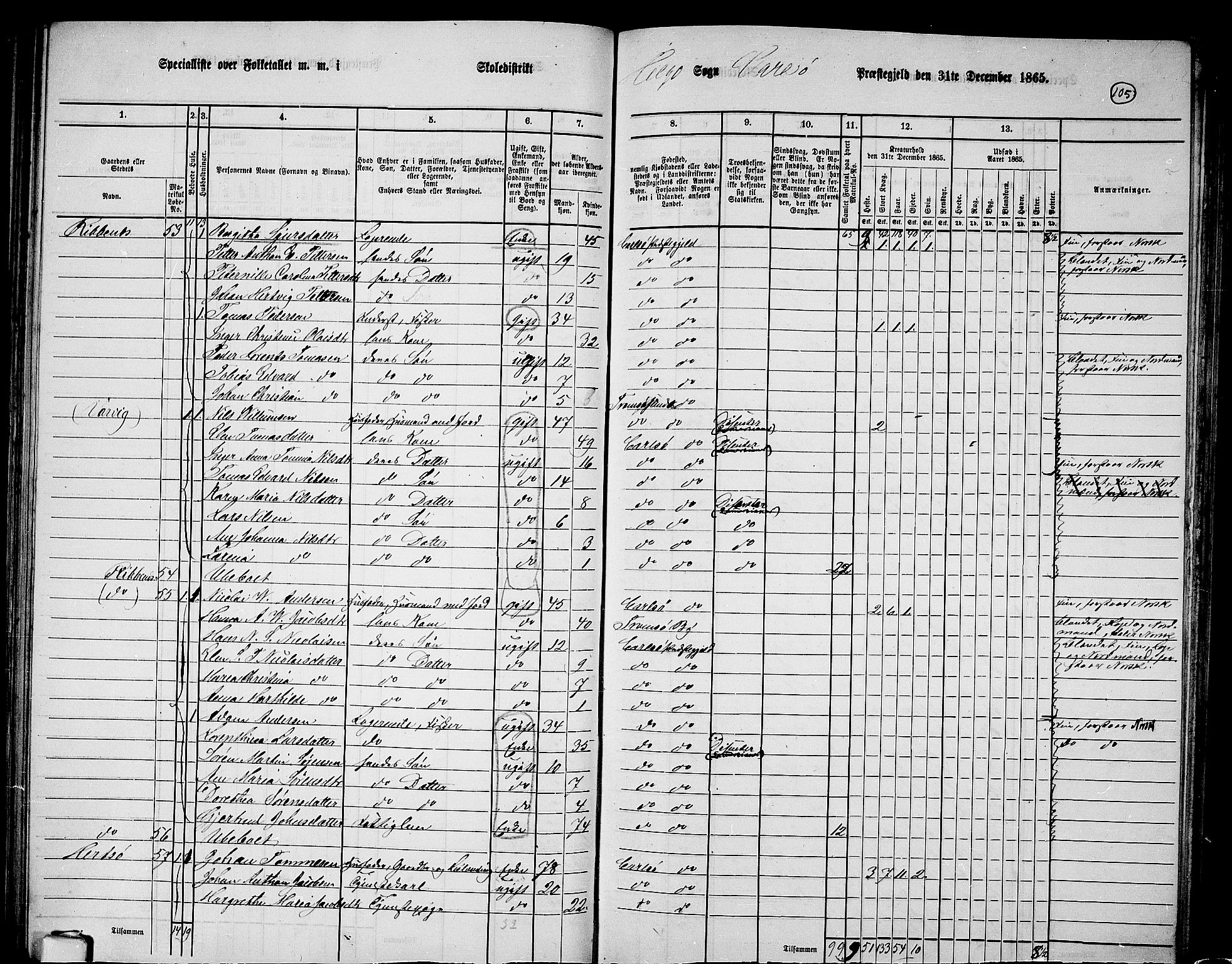 RA, 1865 census for Karlsøy, 1865, p. 102