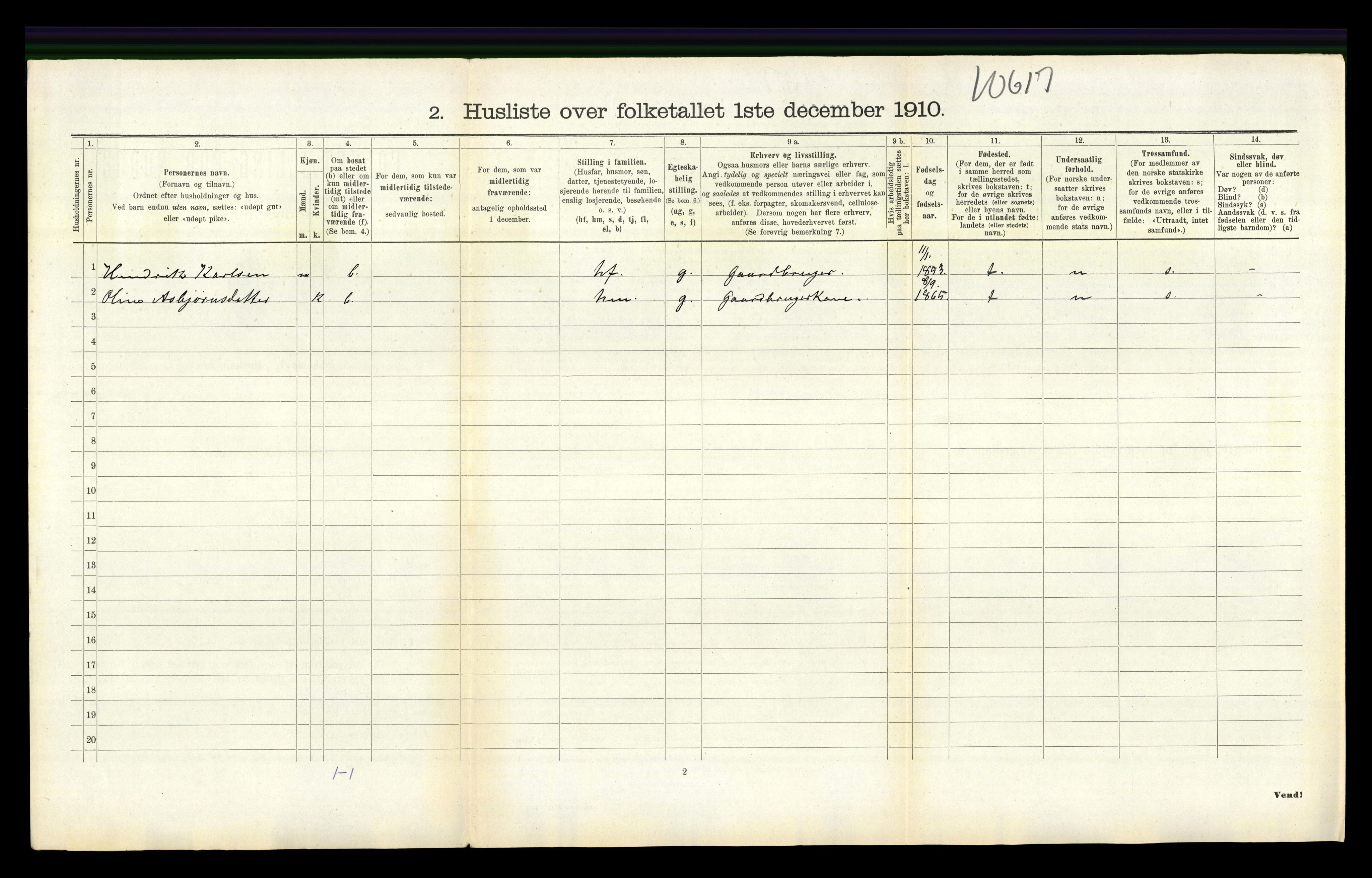 RA, 1910 census for Tonstad, 1910, p. 255