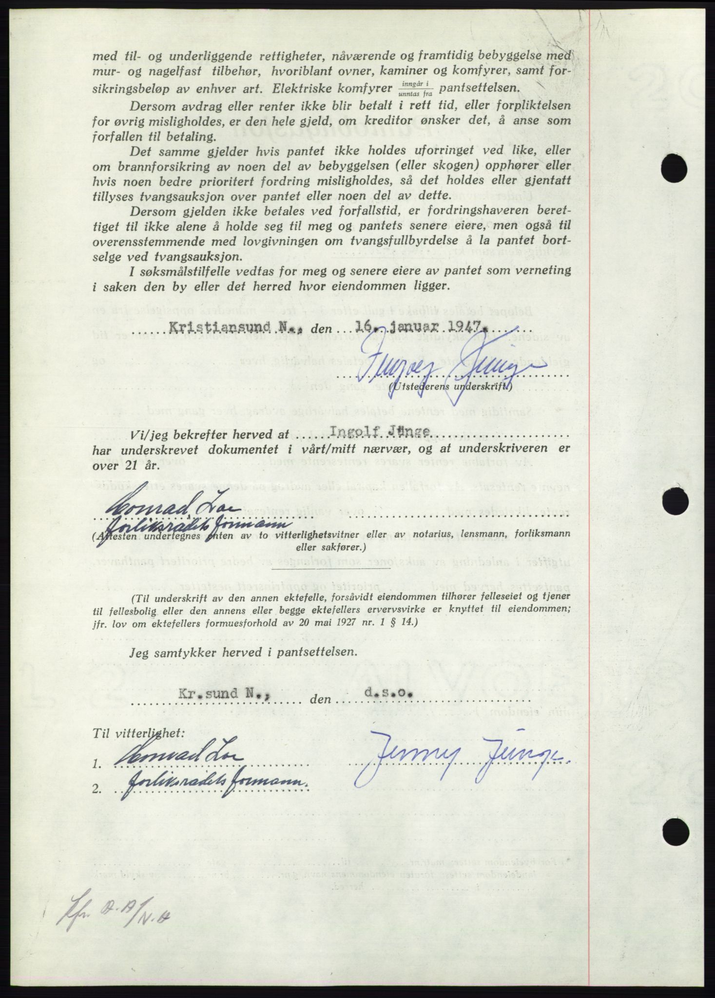 Nordmøre sorenskriveri, AV/SAT-A-4132/1/2/2Ca: Mortgage book no. B95, 1946-1947, Diary no: : 162/1947