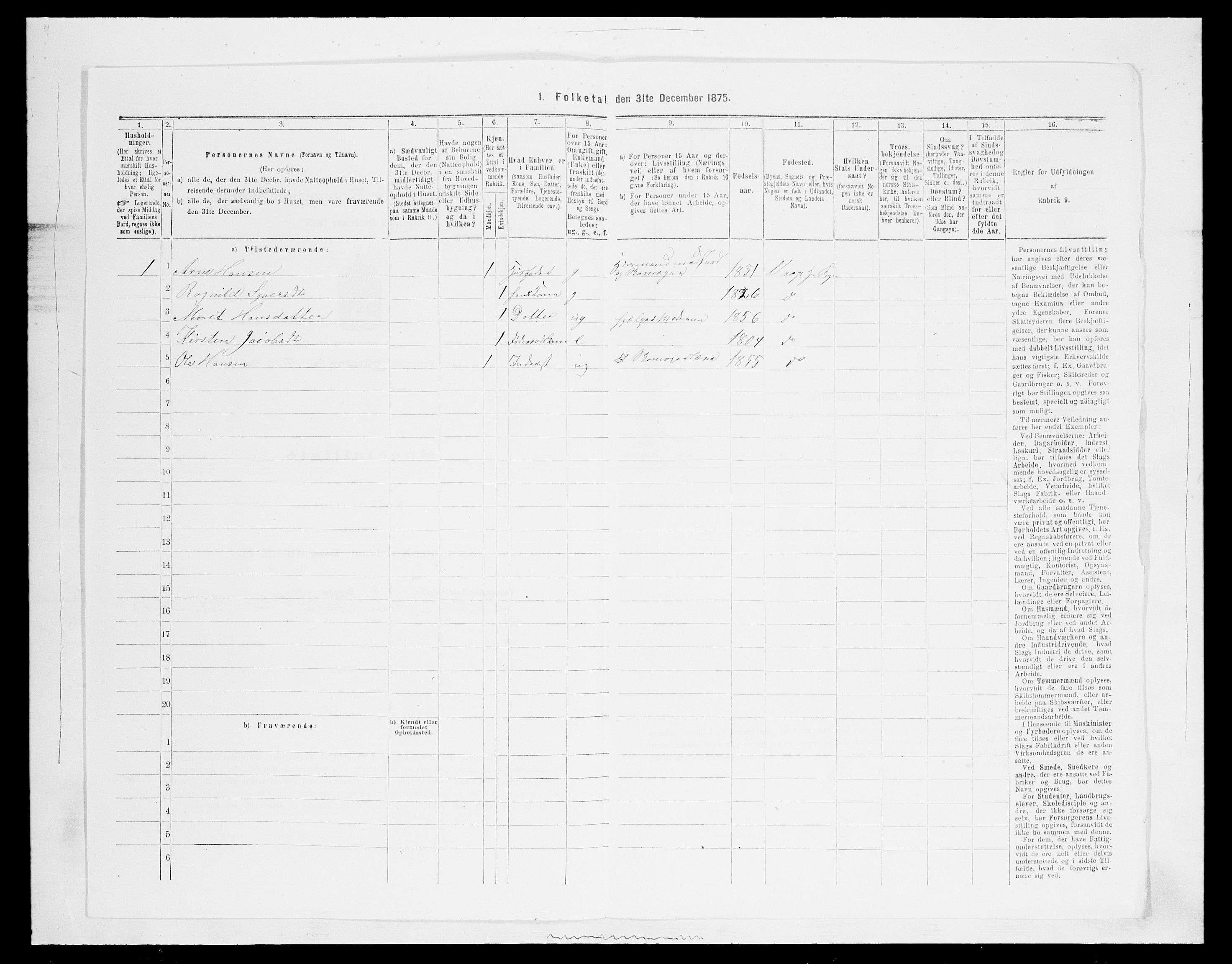 SAH, 1875 census for 0515P Vågå, 1875, p. 716