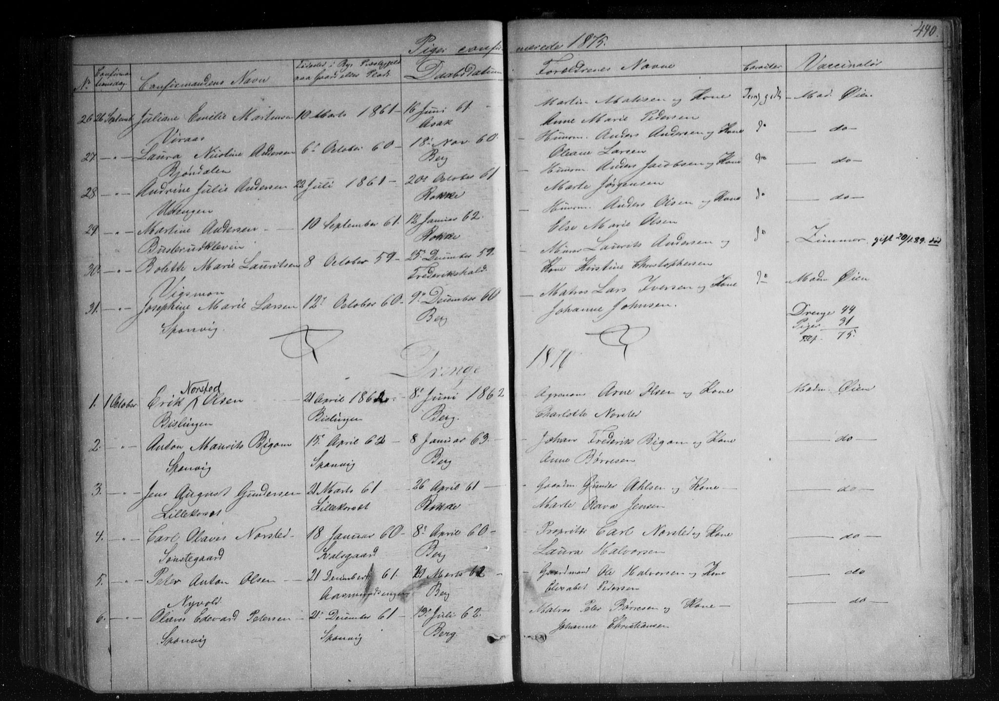 Berg prestekontor Kirkebøker, AV/SAO-A-10902/F/Fa/L0005: Parish register (official) no. I 5, 1861-1877, p. 440