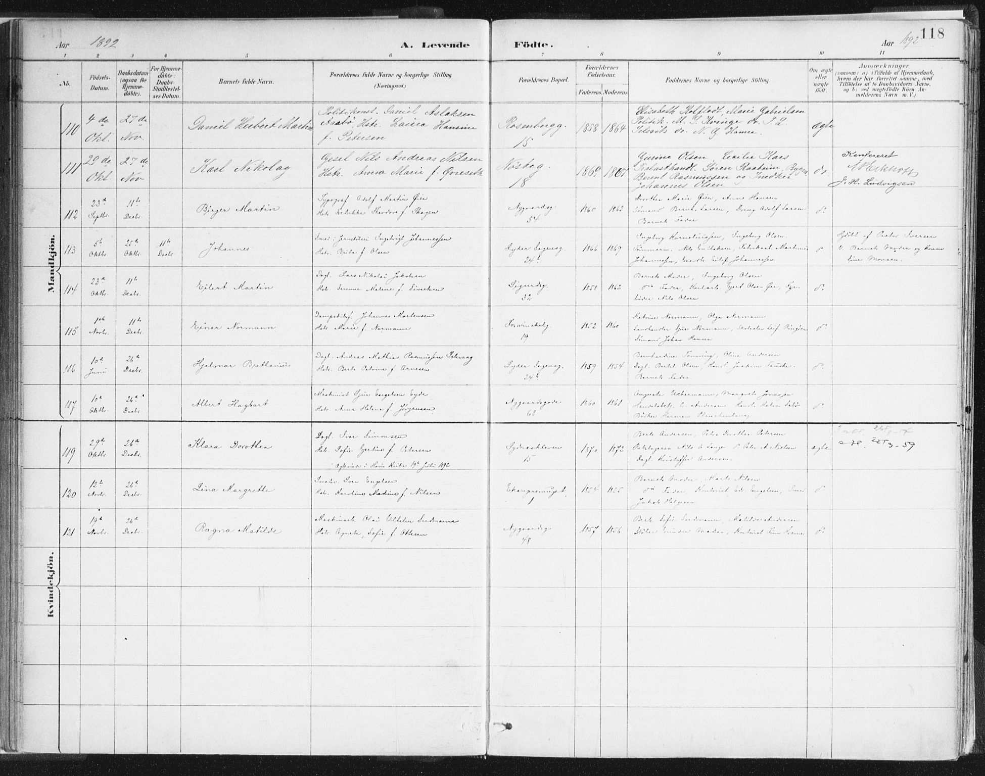 Johanneskirken sokneprestembete, SAB/A-76001/H/Haa/L0001: Parish register (official) no. A 1, 1885-1900, p. 118