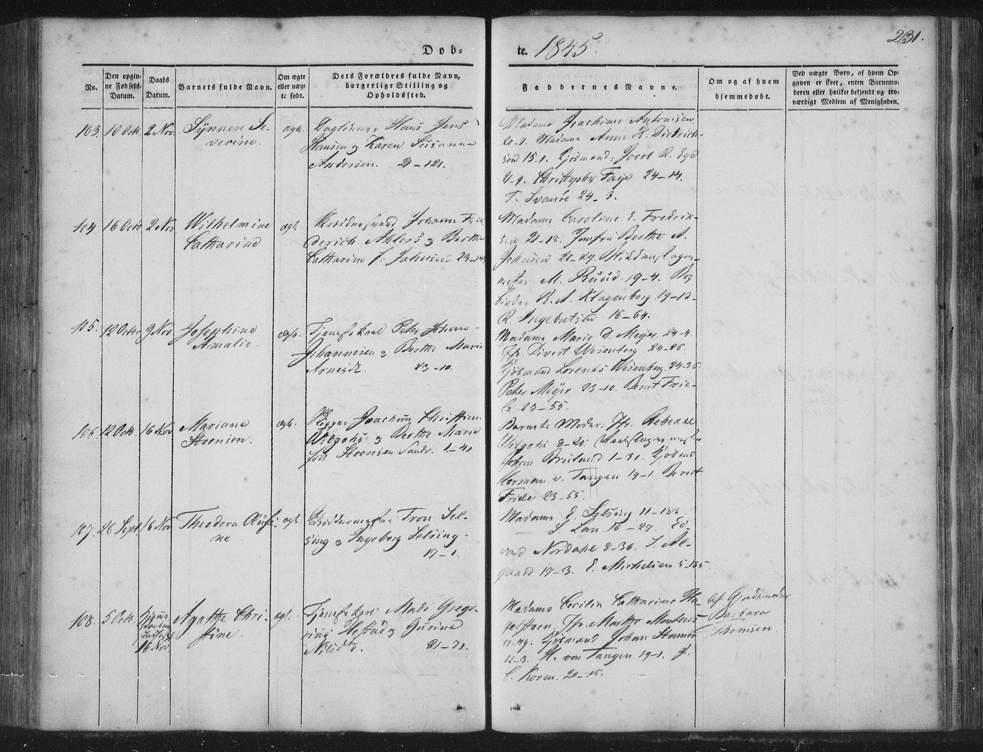 Korskirken sokneprestembete, SAB/A-76101/H/Haa/L0016: Parish register (official) no. B 2, 1841-1851, p. 231