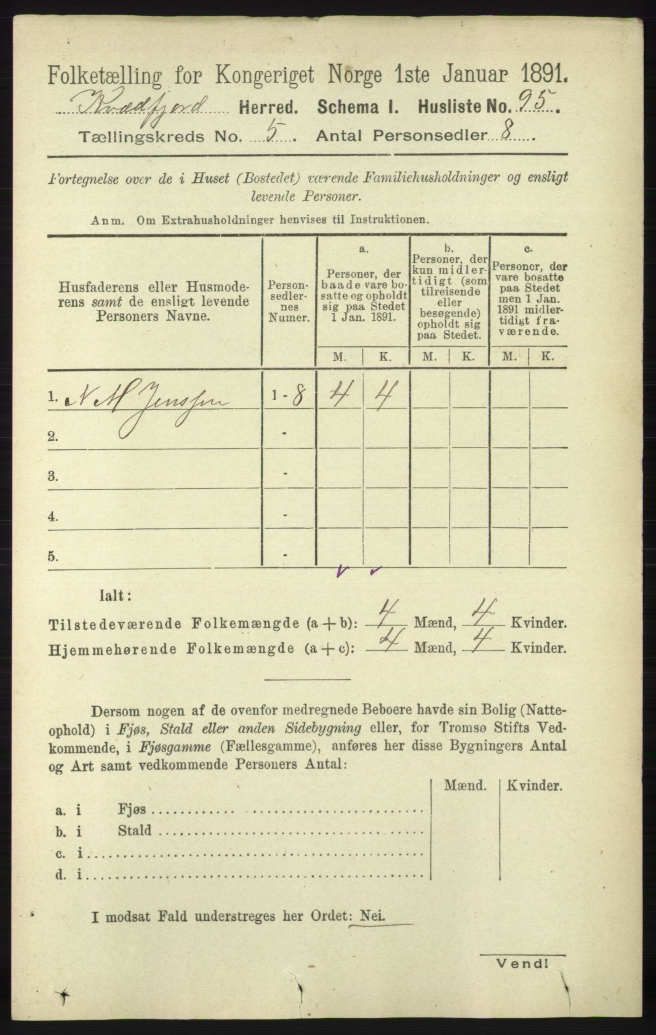 RA, 1891 census for 1911 Kvæfjord, 1891, p. 2859