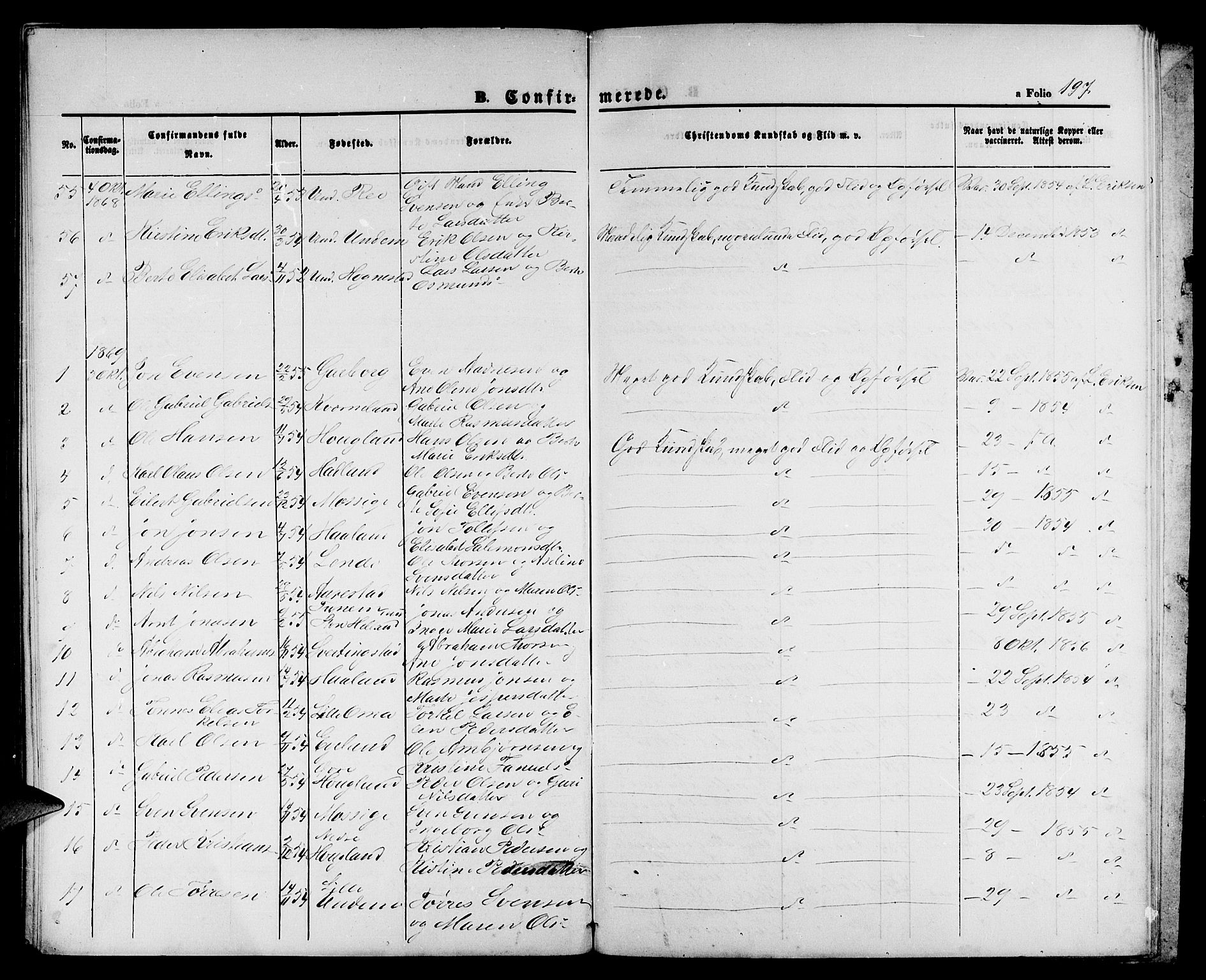 Lye sokneprestkontor, AV/SAST-A-101794/001/30BB/L0004: Parish register (copy) no. B 4, 1868-1878, p. 197