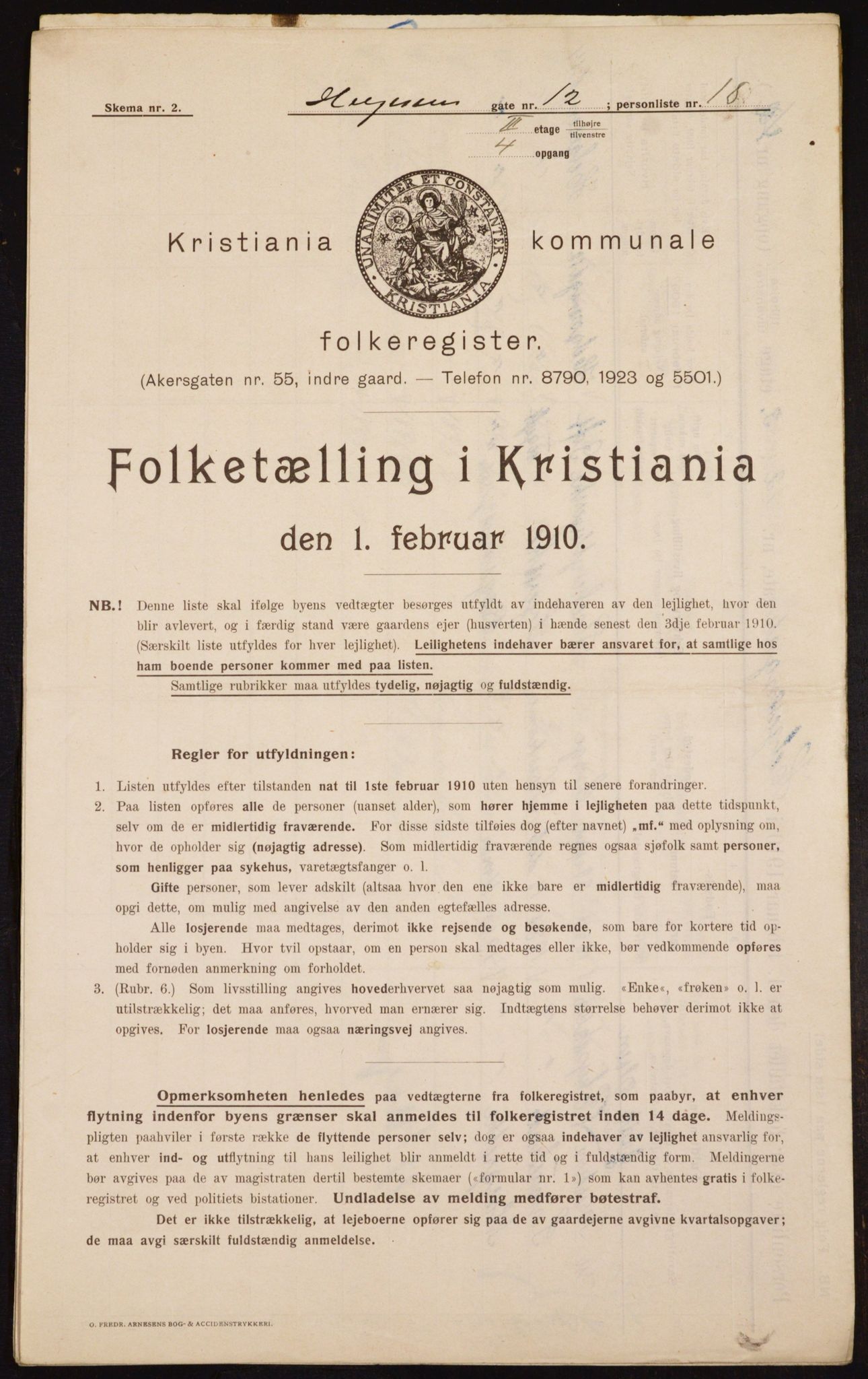 OBA, Municipal Census 1910 for Kristiania, 1910, p. 36510