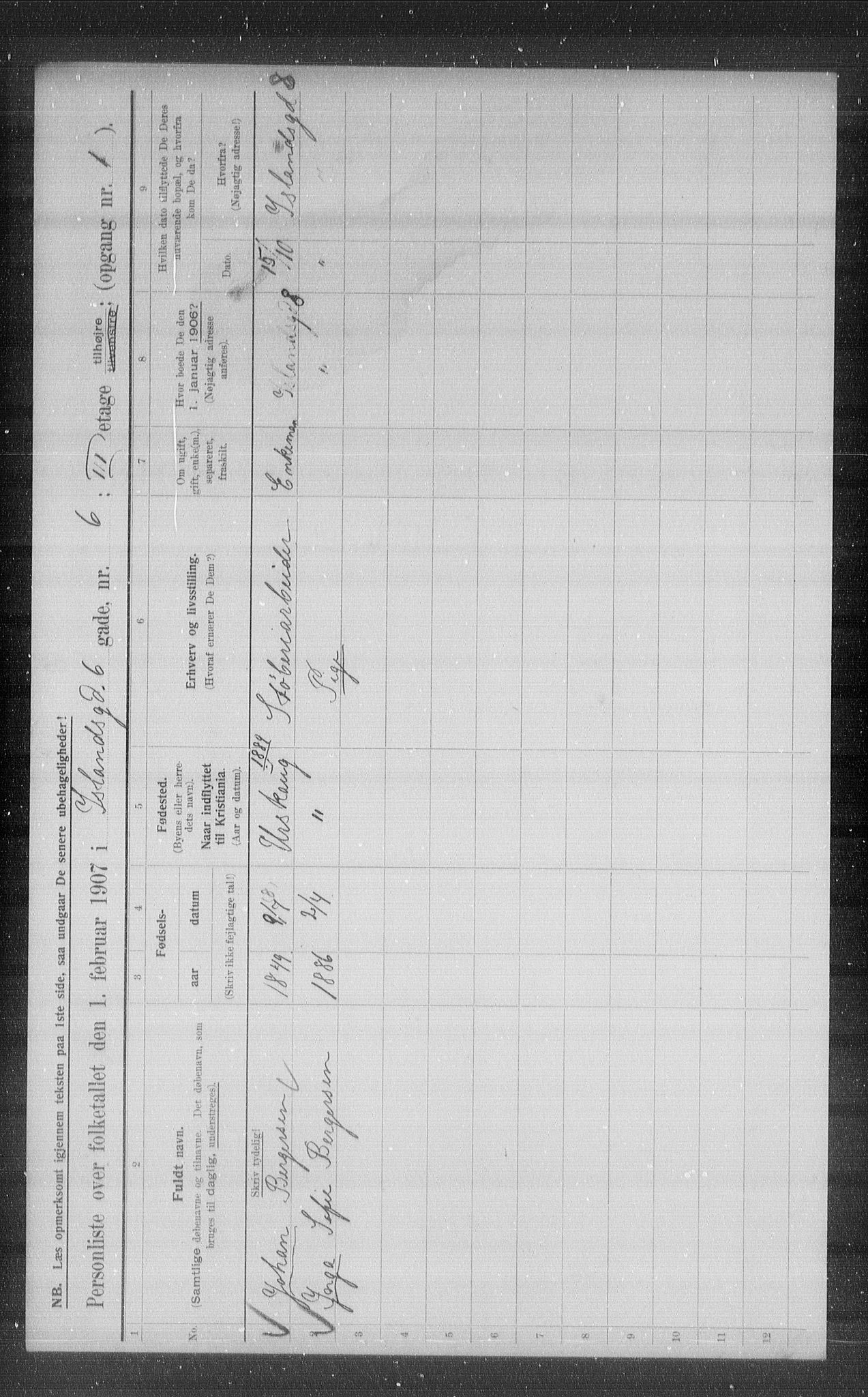 OBA, Municipal Census 1907 for Kristiania, 1907, p. 22858