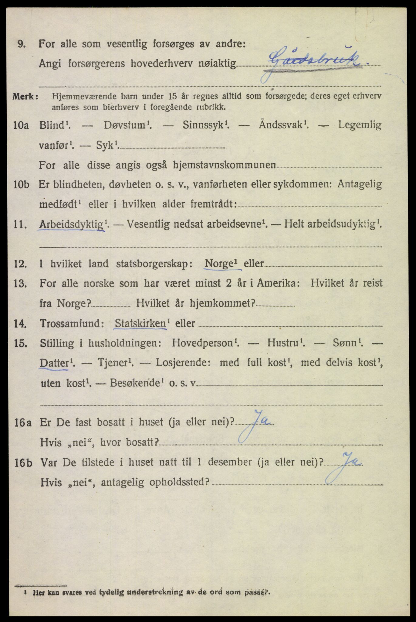 SAH, 1920 census for Vestre Toten, 1920, p. 9855