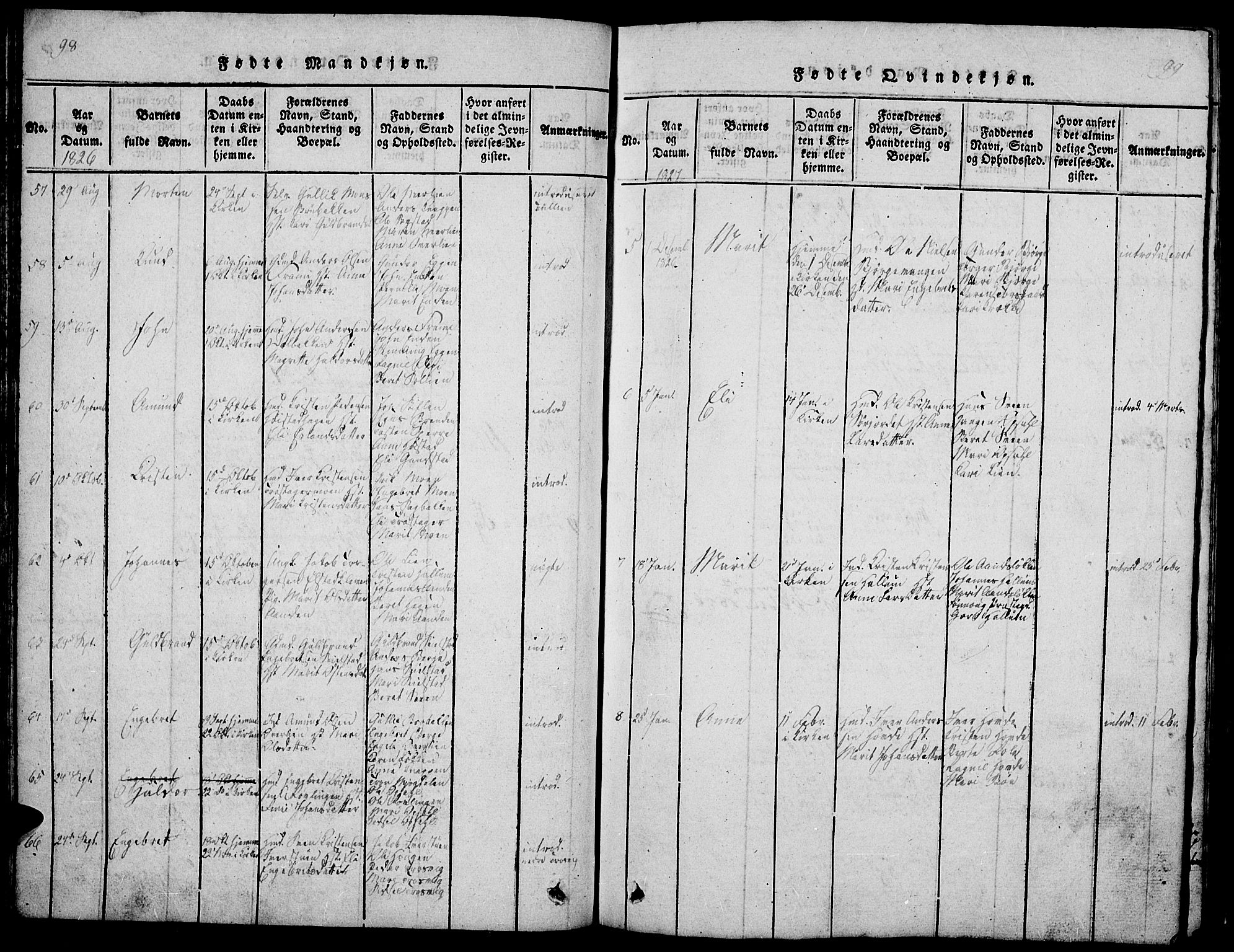 Ringebu prestekontor, AV/SAH-PREST-082/H/Ha/Hab/L0001: Parish register (copy) no. 1, 1821-1839, p. 98-99