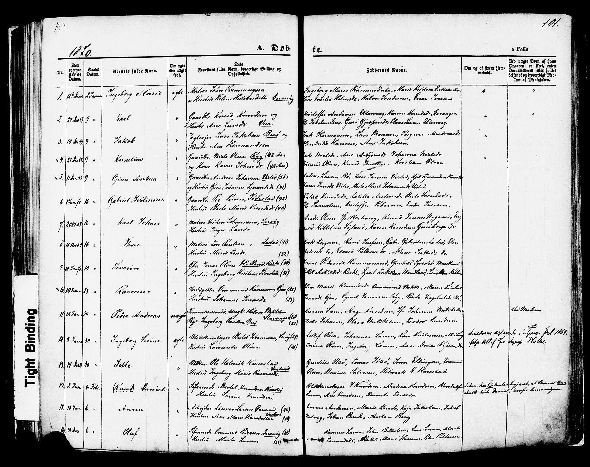 Hetland sokneprestkontor, SAST/A-101826/30/30BA/L0003: Parish register (official) no. A 3, 1862-1876, p. 101