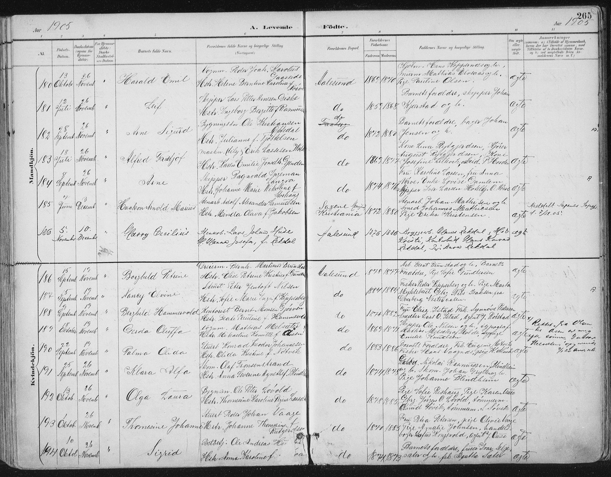 Ministerialprotokoller, klokkerbøker og fødselsregistre - Møre og Romsdal, AV/SAT-A-1454/529/L0456: Parish register (official) no. 529A06, 1894-1906, p. 265