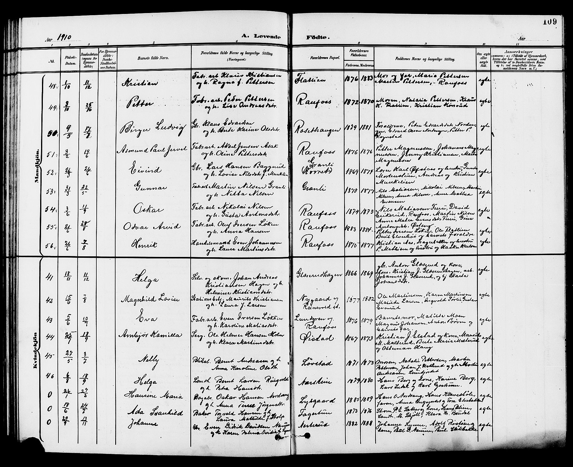 Vestre Toten prestekontor, SAH/PREST-108/H/Ha/Hab/L0010: Parish register (copy) no. 10, 1900-1912, p. 109