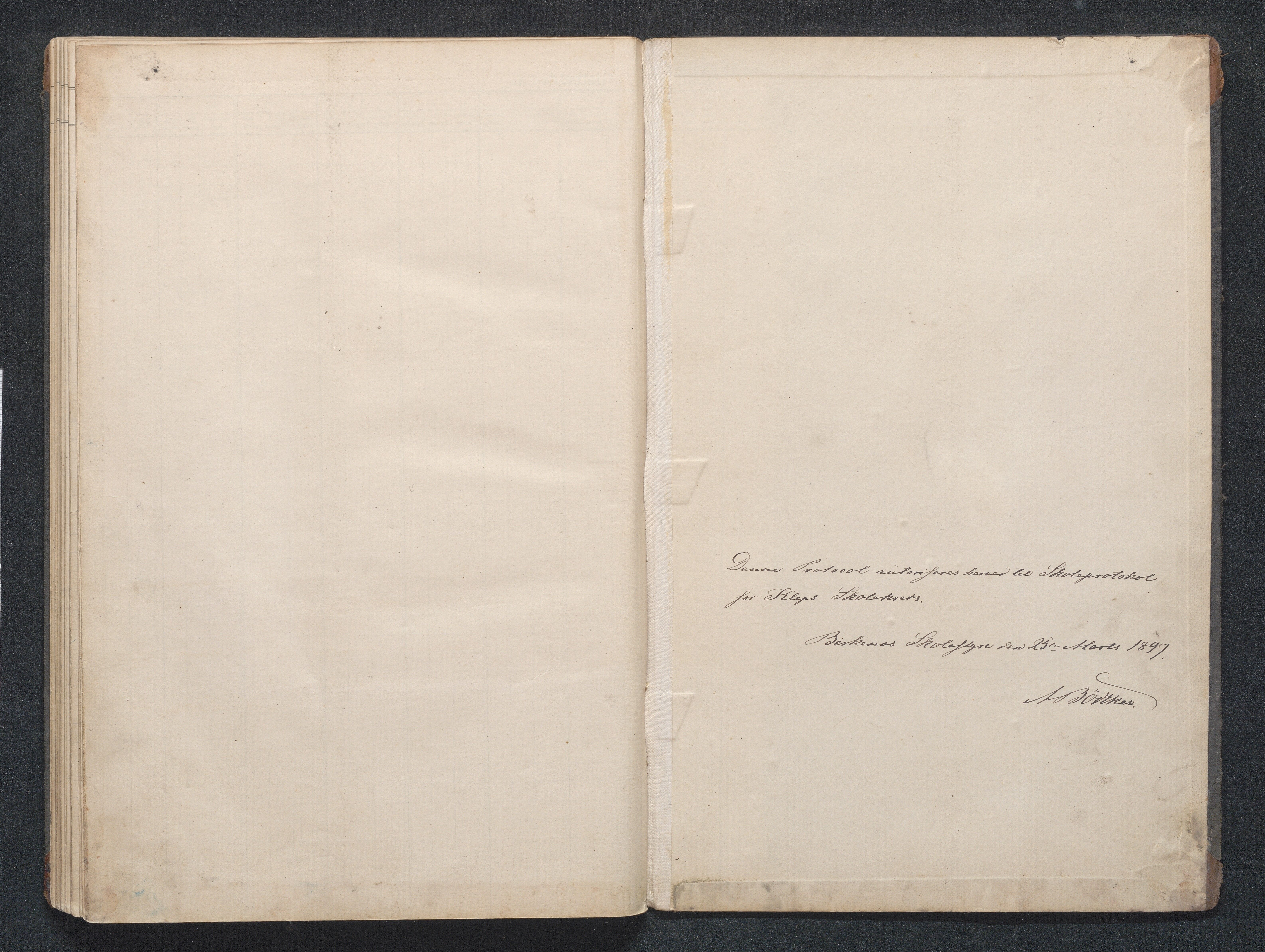Birkenes kommune, Klepp (Skjærkelen) skolekrets, AAKS/KA0928-550d_91/F01/L0001: Skoleprotokoll, 1897-1922