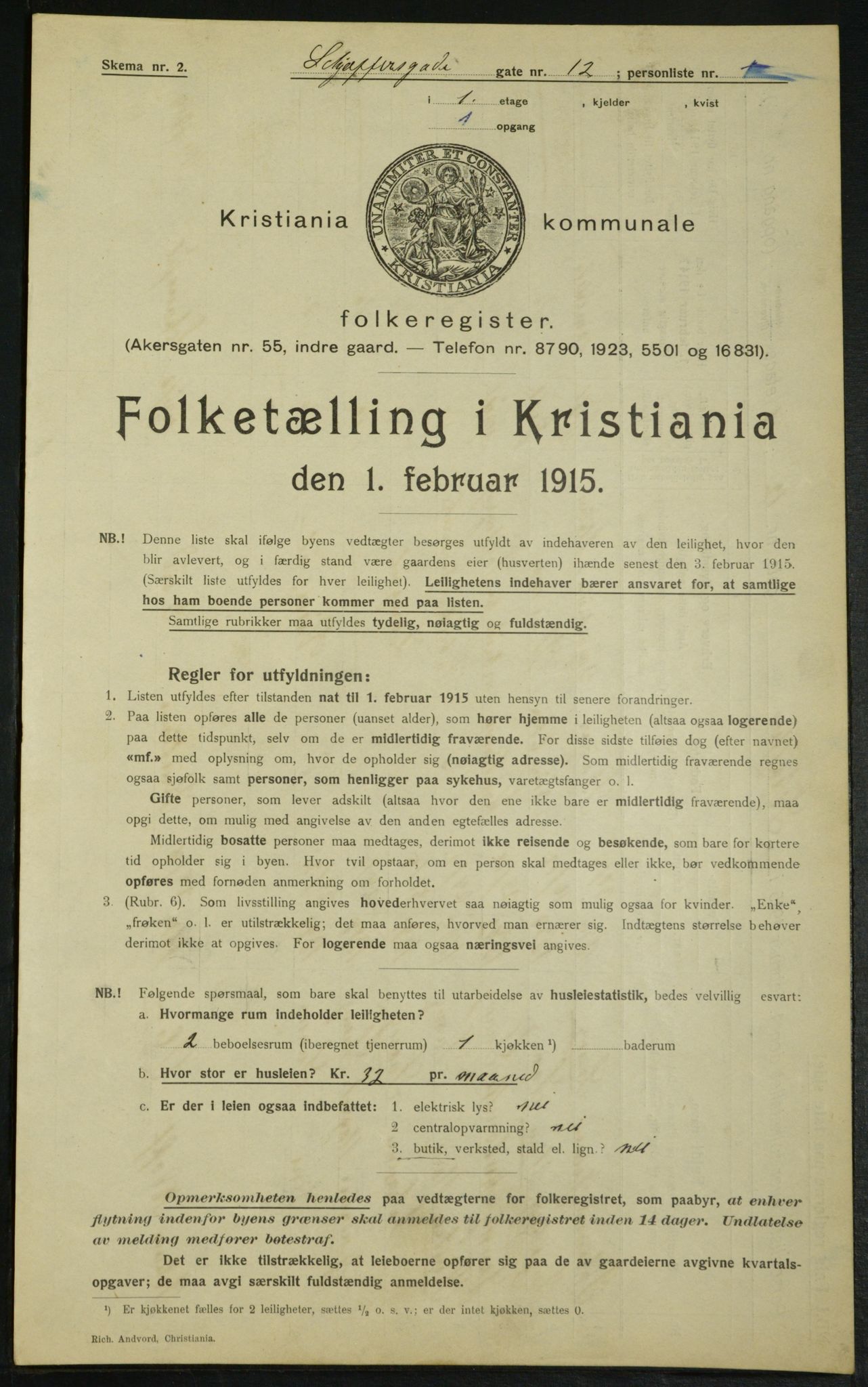 OBA, Municipal Census 1915 for Kristiania, 1915, p. 93063