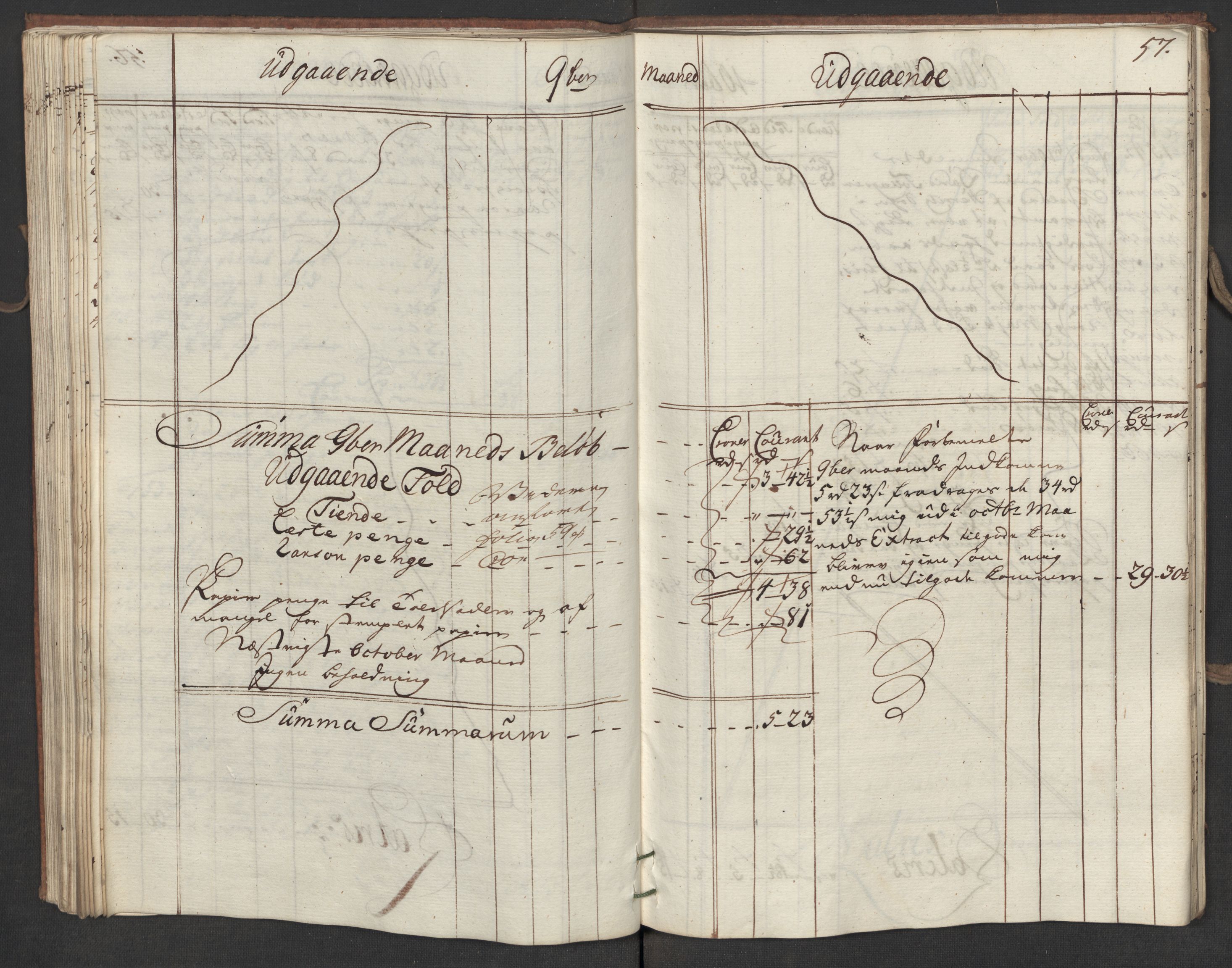 Generaltollkammeret, tollregnskaper, AV/RA-EA-5490/R19/L0015/0005: Tollregnskaper Flekkefjord / Utgående hovedtollbok, 1756, p. 56b-57a