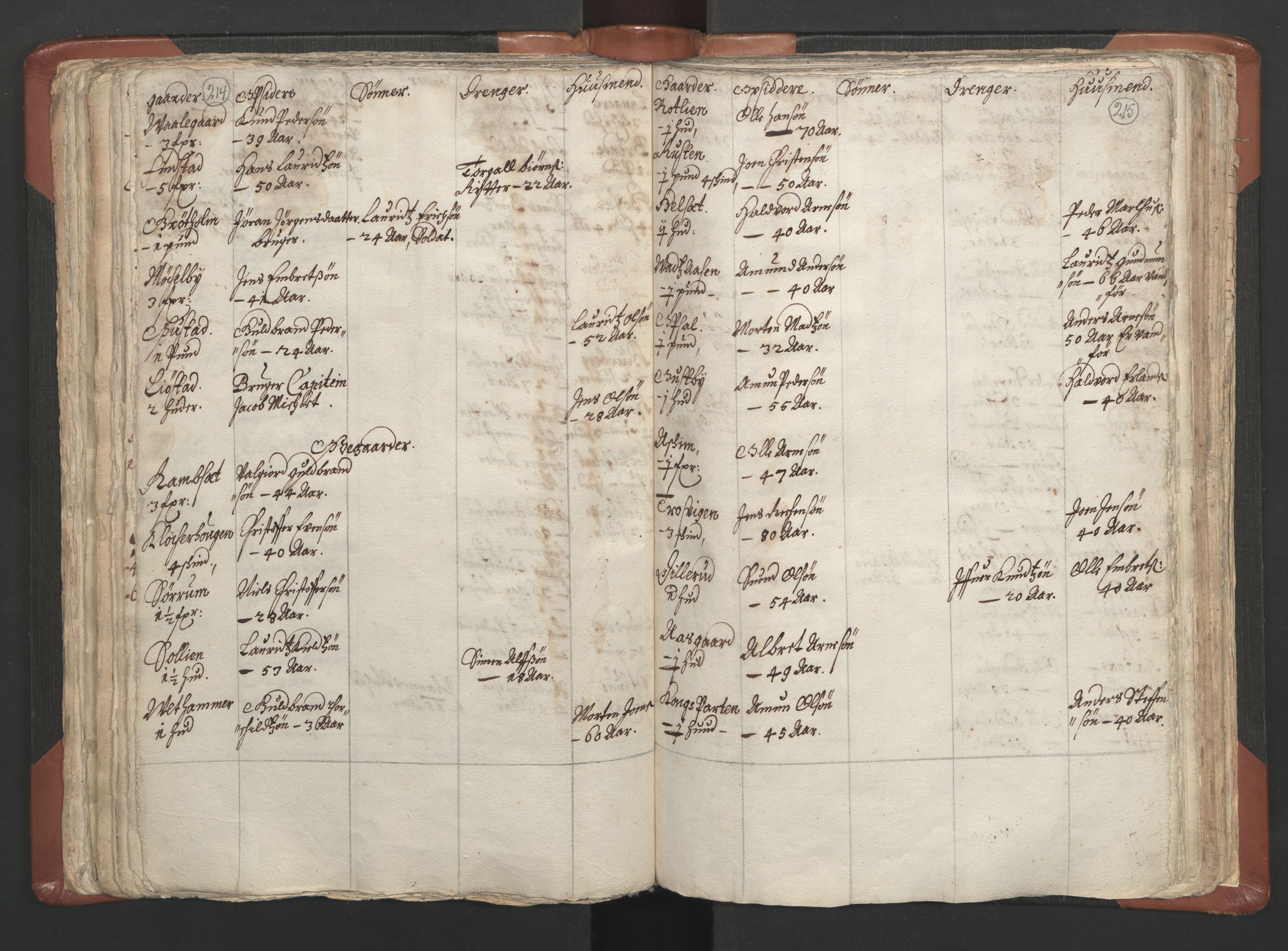 RA, Vicar's Census 1664-1666, no. 5: Hedmark deanery, 1664-1666, p. 214-215
