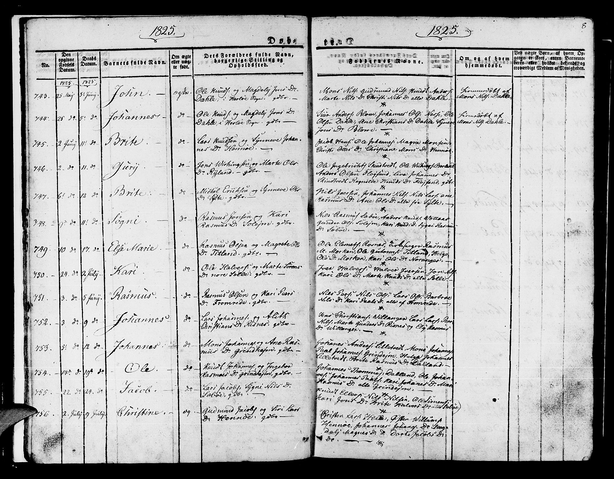 Manger sokneprestembete, AV/SAB-A-76801/H/Haa: Parish register (official) no. A 4, 1824-1838, p. 8