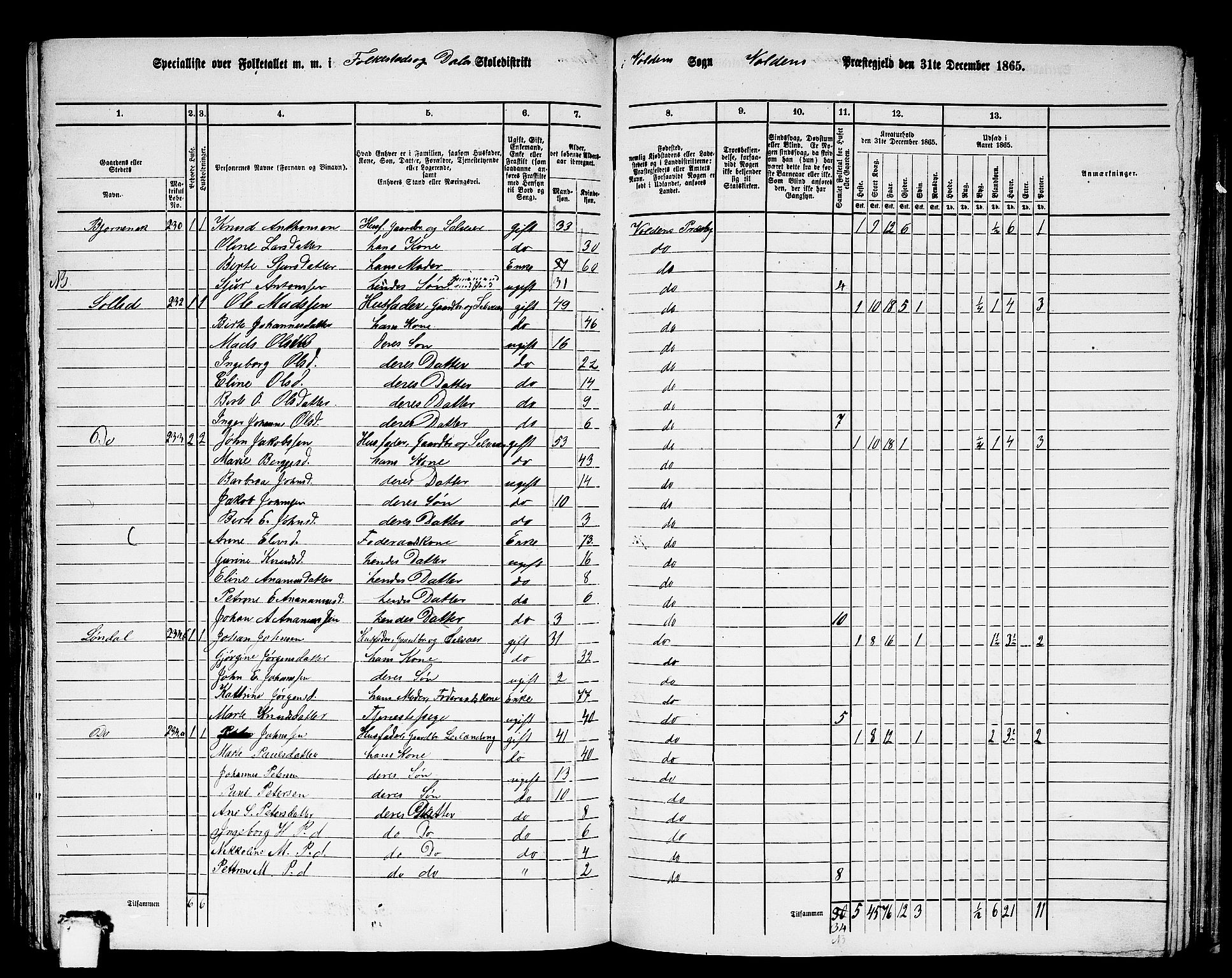 RA, 1865 census for Volda, 1865, p. 127