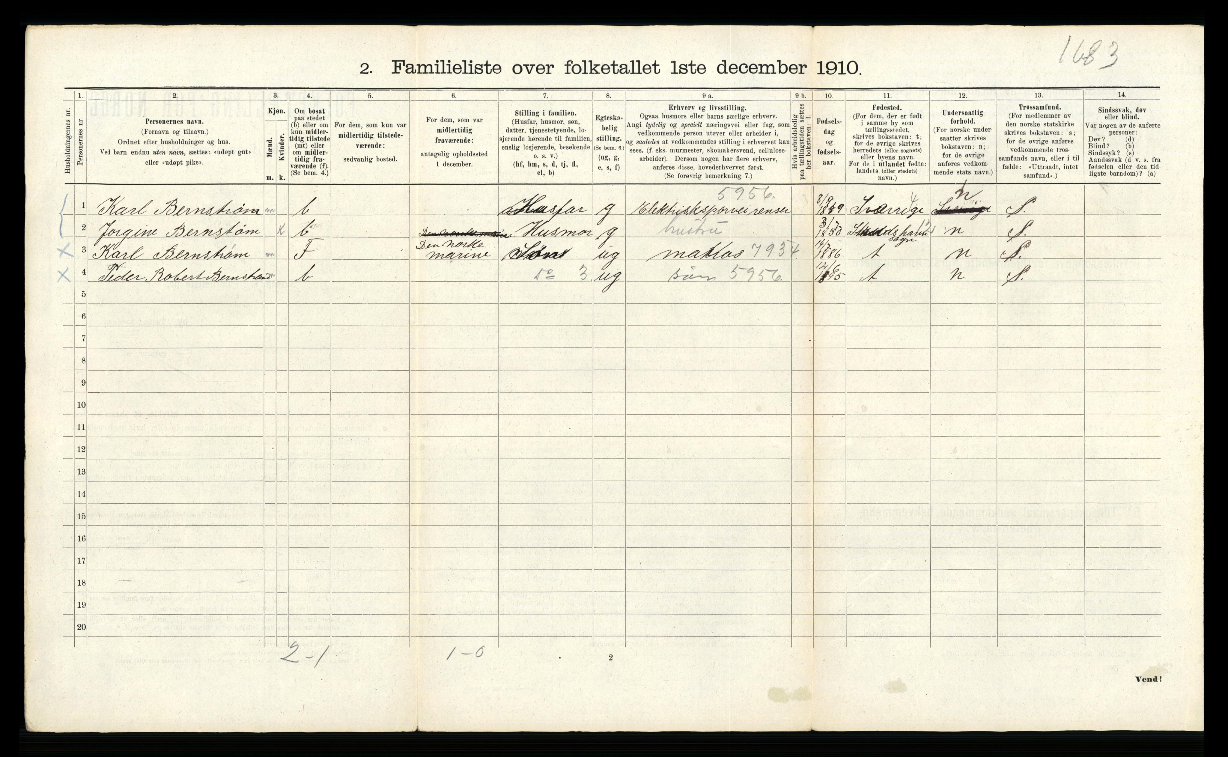 RA, 1910 census for Bergen, 1910, p. 41840