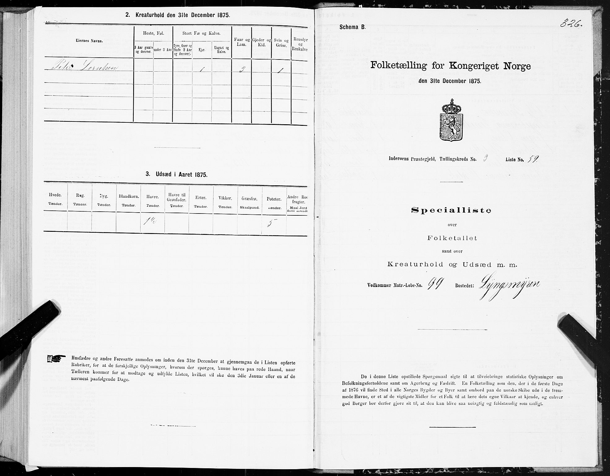 SAT, 1875 census for 1729P Inderøy, 1875, p. 2326