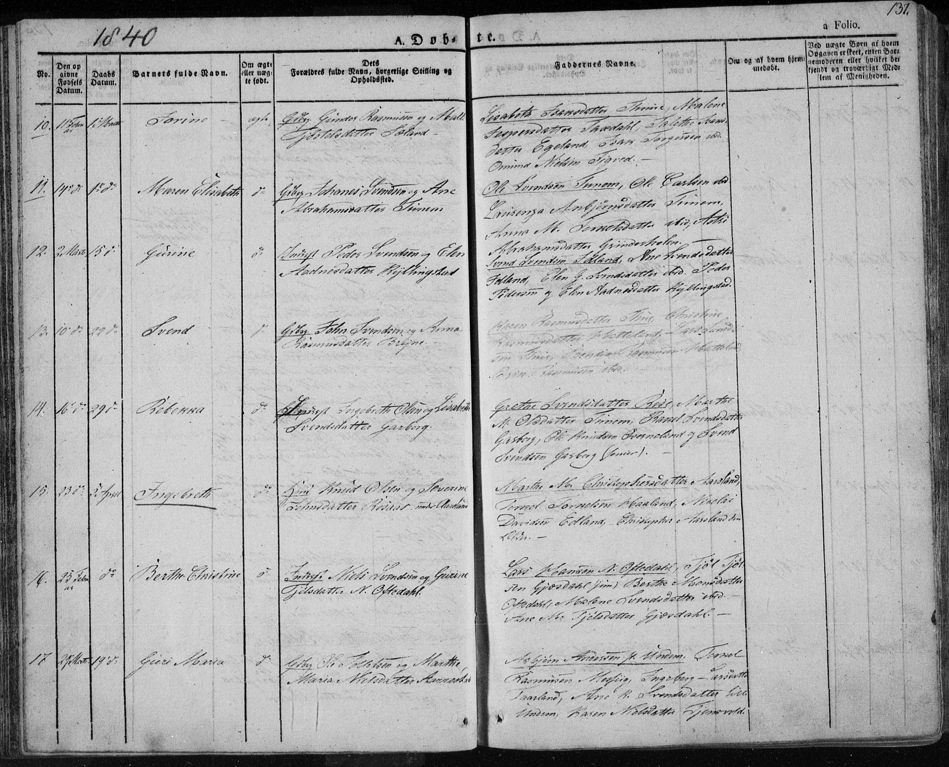 Lye sokneprestkontor, AV/SAST-A-101794/001/30BA/L0004: Parish register (official) no. A 4, 1826-1841, p. 137