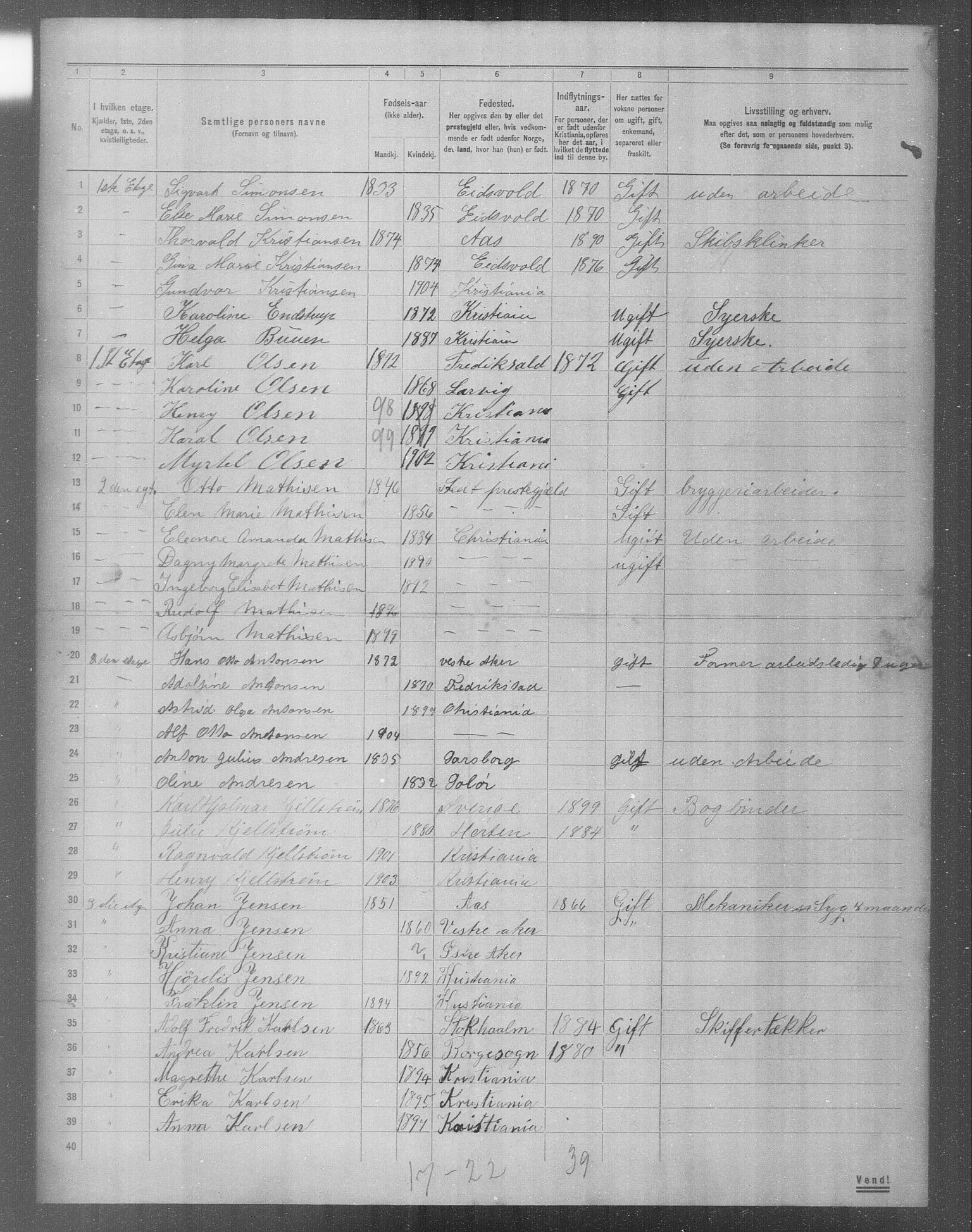 OBA, Municipal Census 1904 for Kristiania, 1904, p. 7387