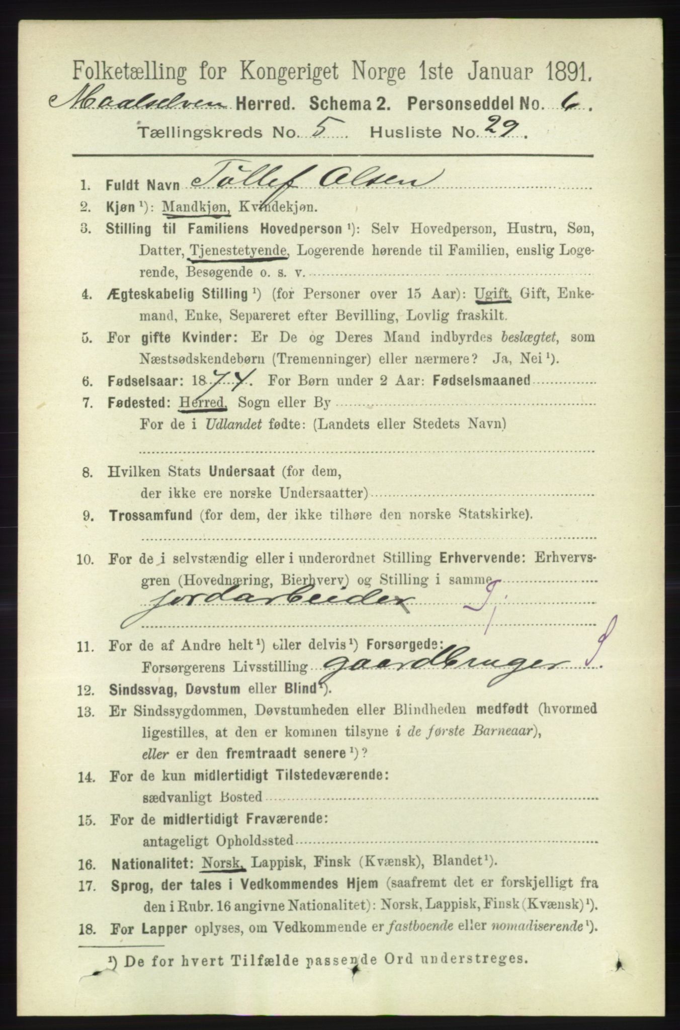 RA, 1891 census for 1924 Målselv, 1891, p. 1815