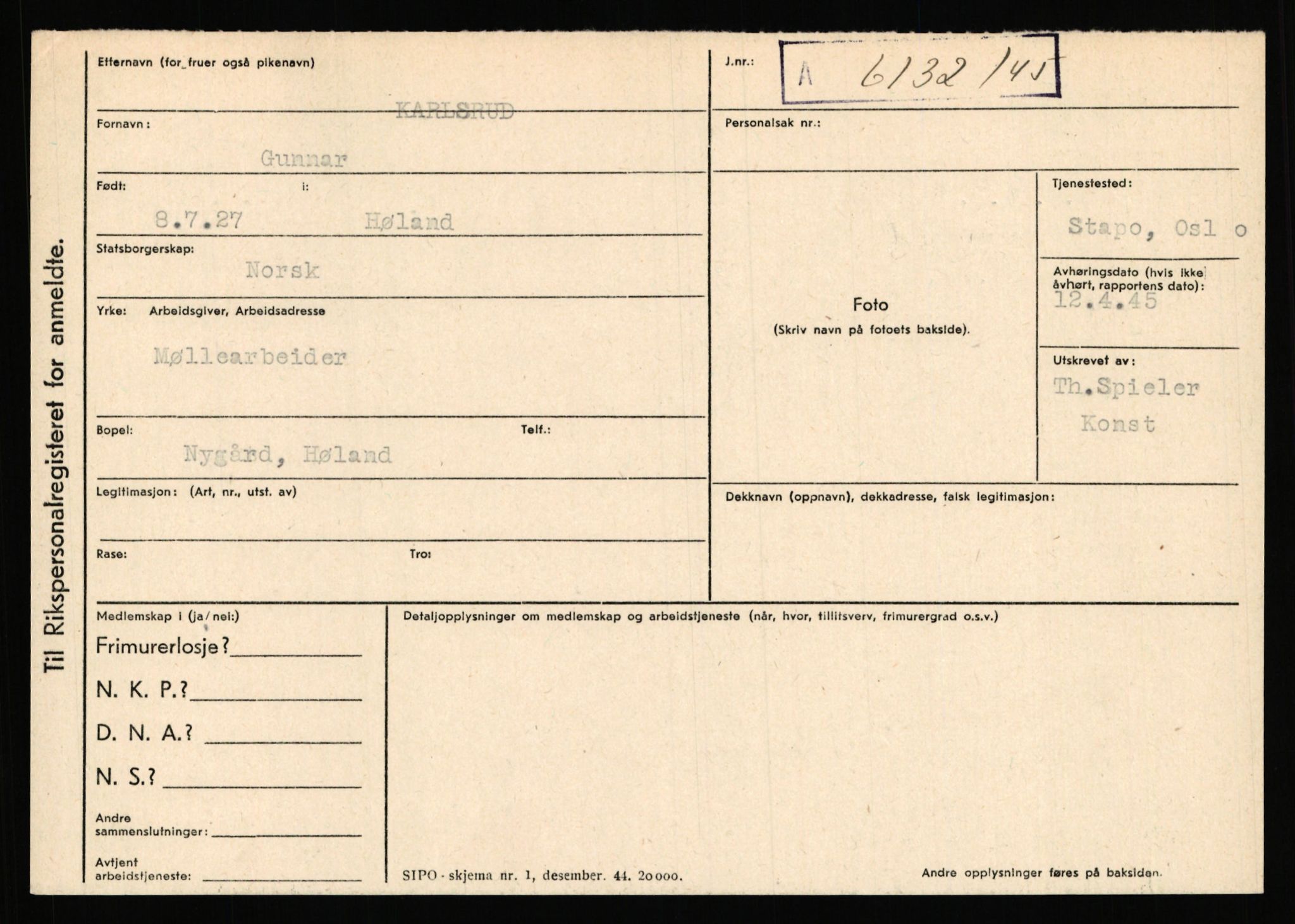 Statspolitiet - Hovedkontoret / Osloavdelingen, AV/RA-S-1329/C/Ca/L0008: Johan(nes)sen - Knoph, 1943-1945, p. 3794