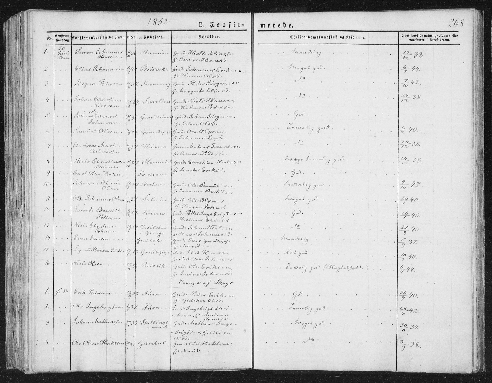 Ministerialprotokoller, klokkerbøker og fødselsregistre - Nord-Trøndelag, AV/SAT-A-1458/764/L0551: Parish register (official) no. 764A07a, 1824-1864, p. 268