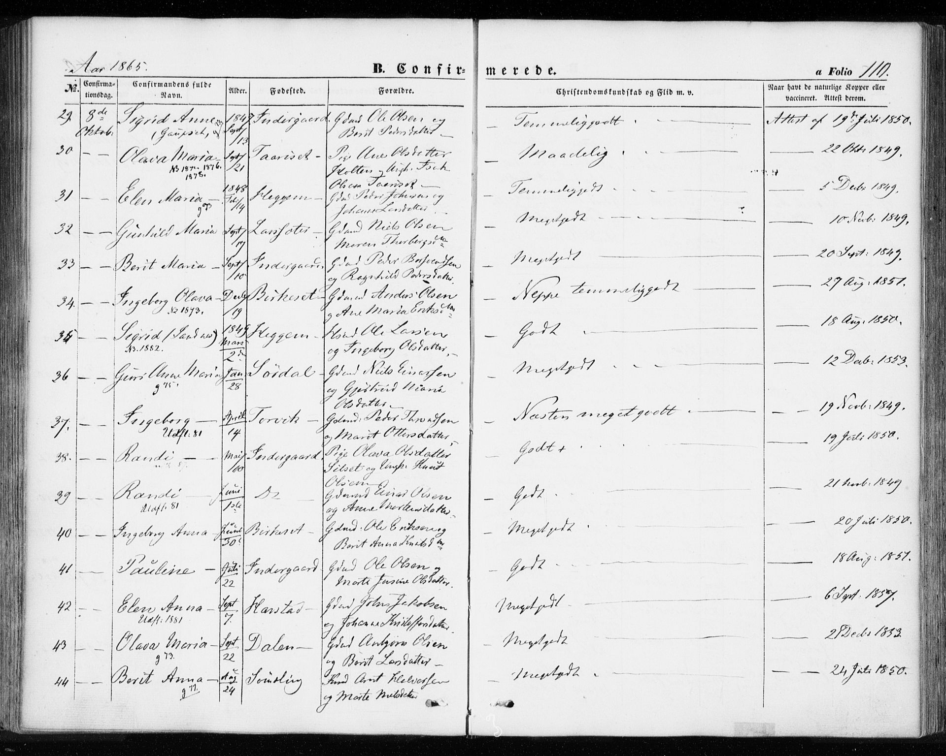 Ministerialprotokoller, klokkerbøker og fødselsregistre - Møre og Romsdal, AV/SAT-A-1454/584/L0965: Parish register (official) no. 584A05, 1857-1868, p. 110