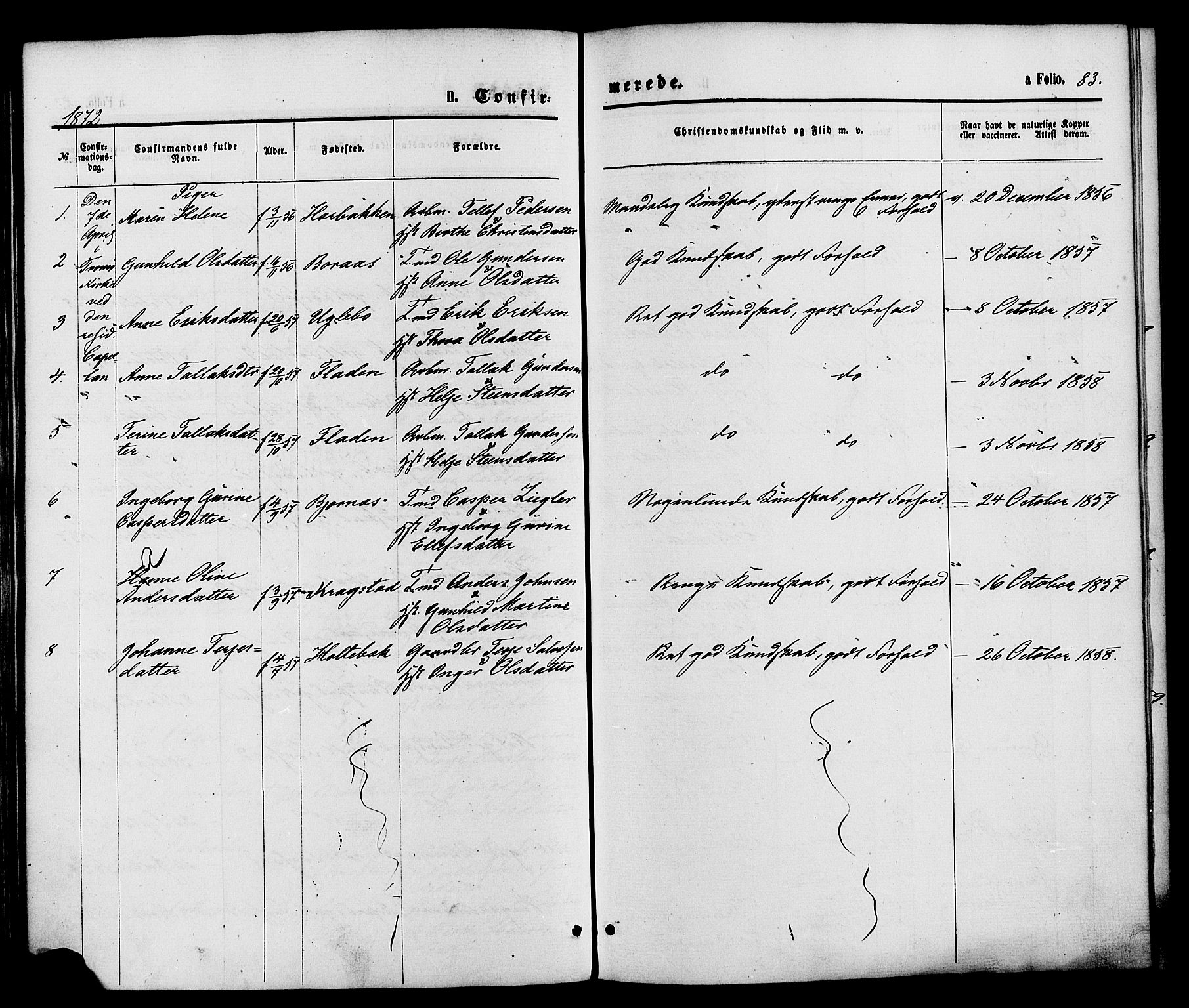 Austre Moland sokneprestkontor, AV/SAK-1111-0001/F/Fa/Faa/L0009: Parish register (official) no. A 9, 1869-1879, p. 83