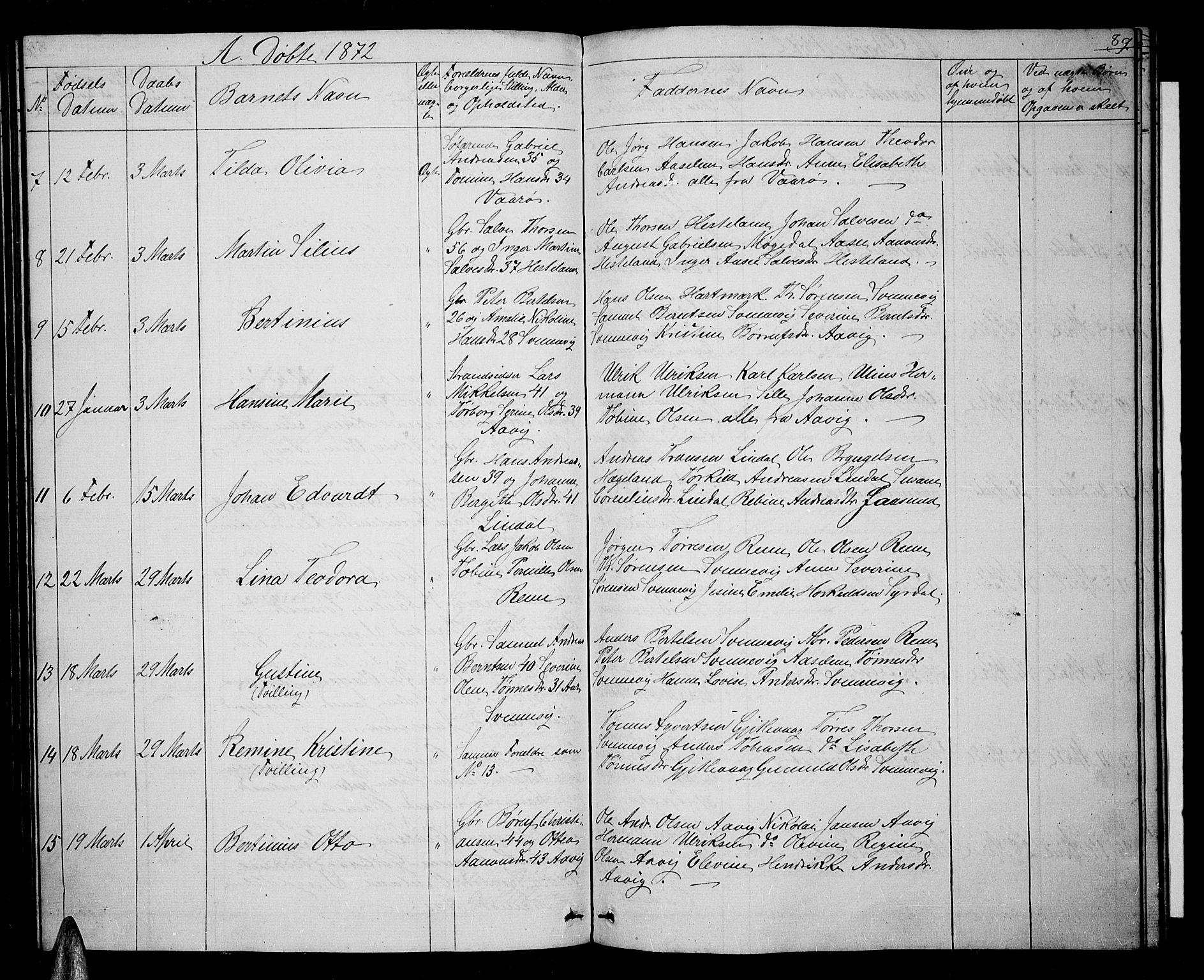 Sør-Audnedal sokneprestkontor, SAK/1111-0039/F/Fb/Fba/L0002: Parish register (copy) no. B 2, 1853-1878, p. 89
