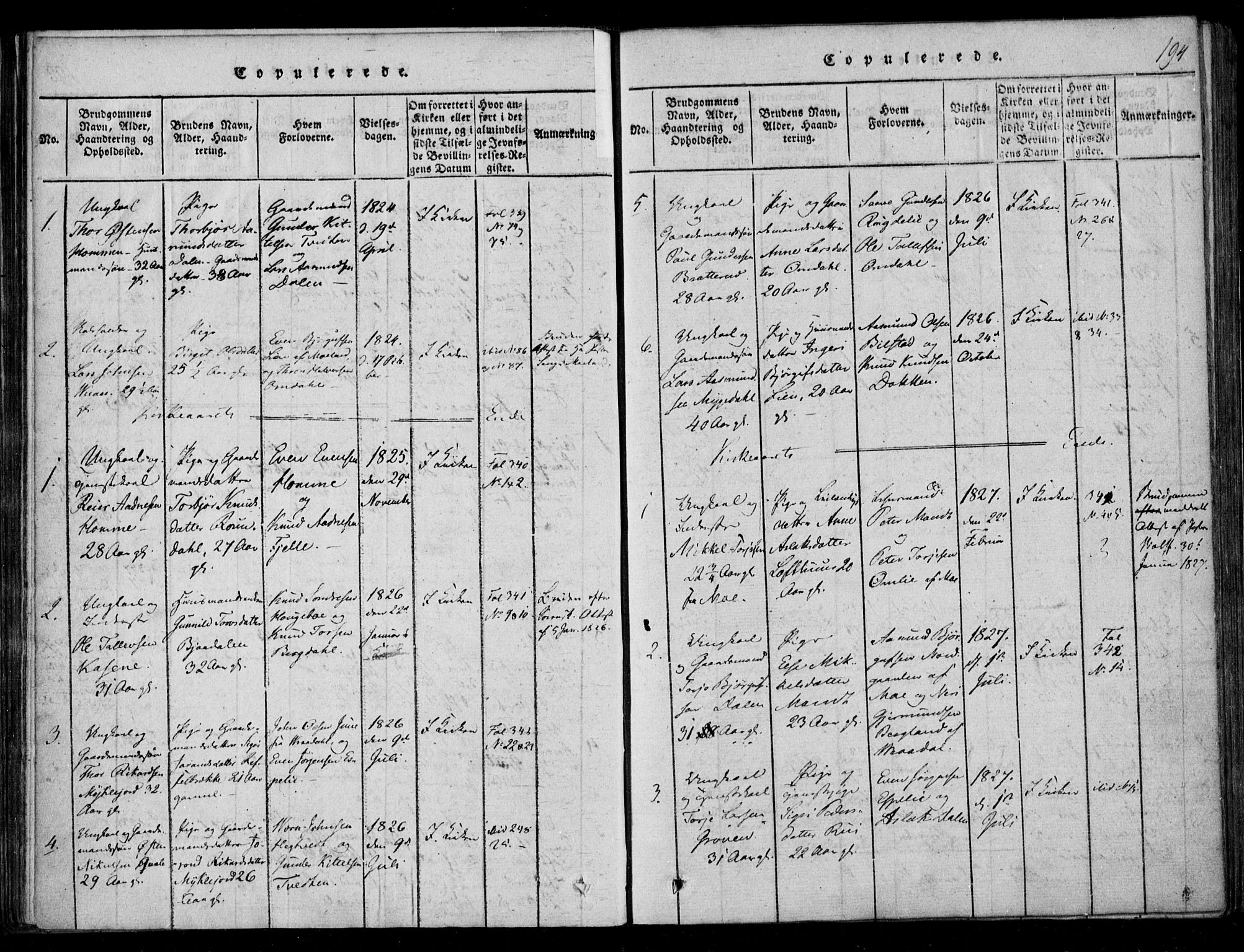 Lårdal kirkebøker, SAKO/A-284/F/Fb/L0001: Parish register (official) no. II 1, 1815-1860, p. 194