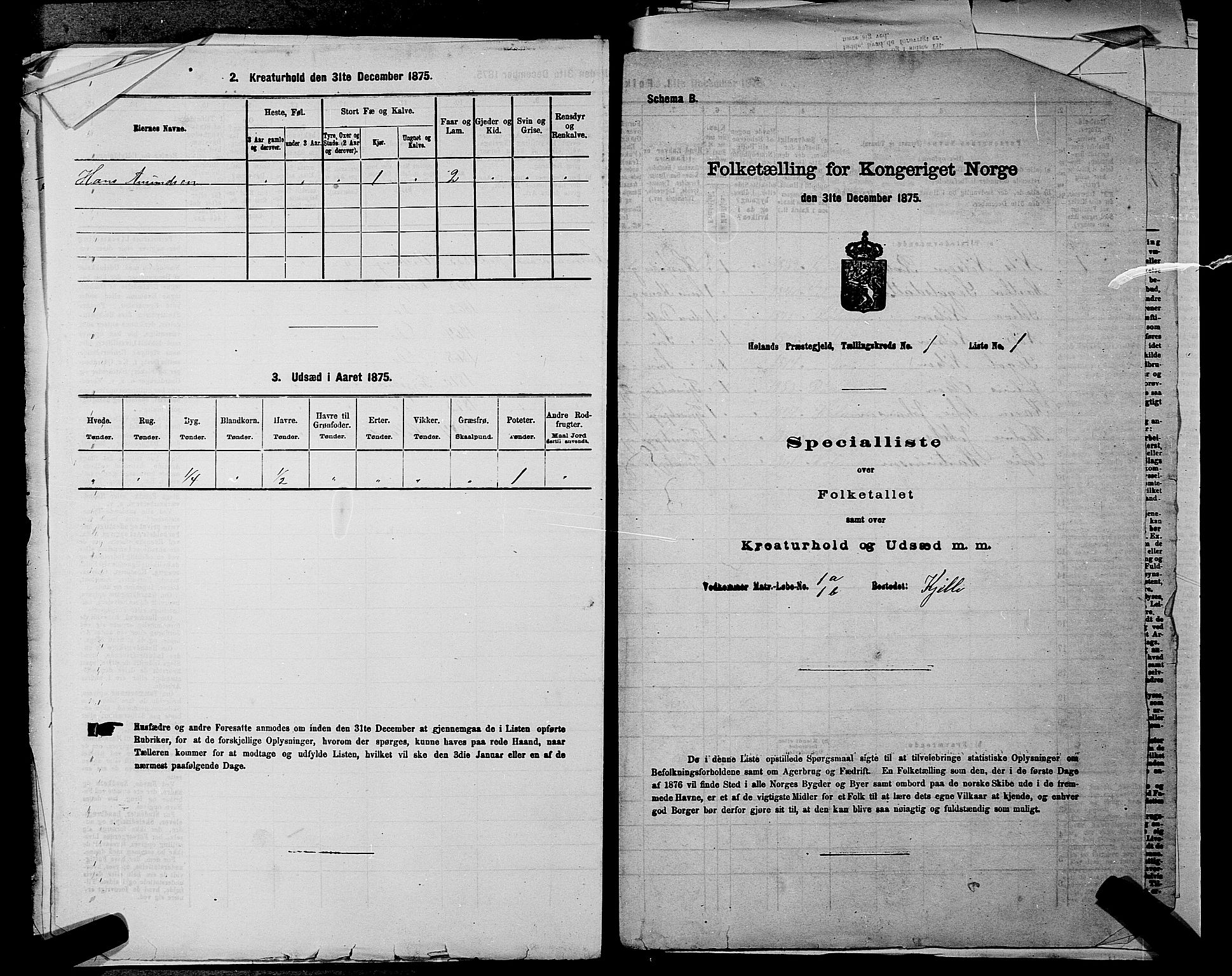 RA, 1875 census for 0221P Høland, 1875, p. 279