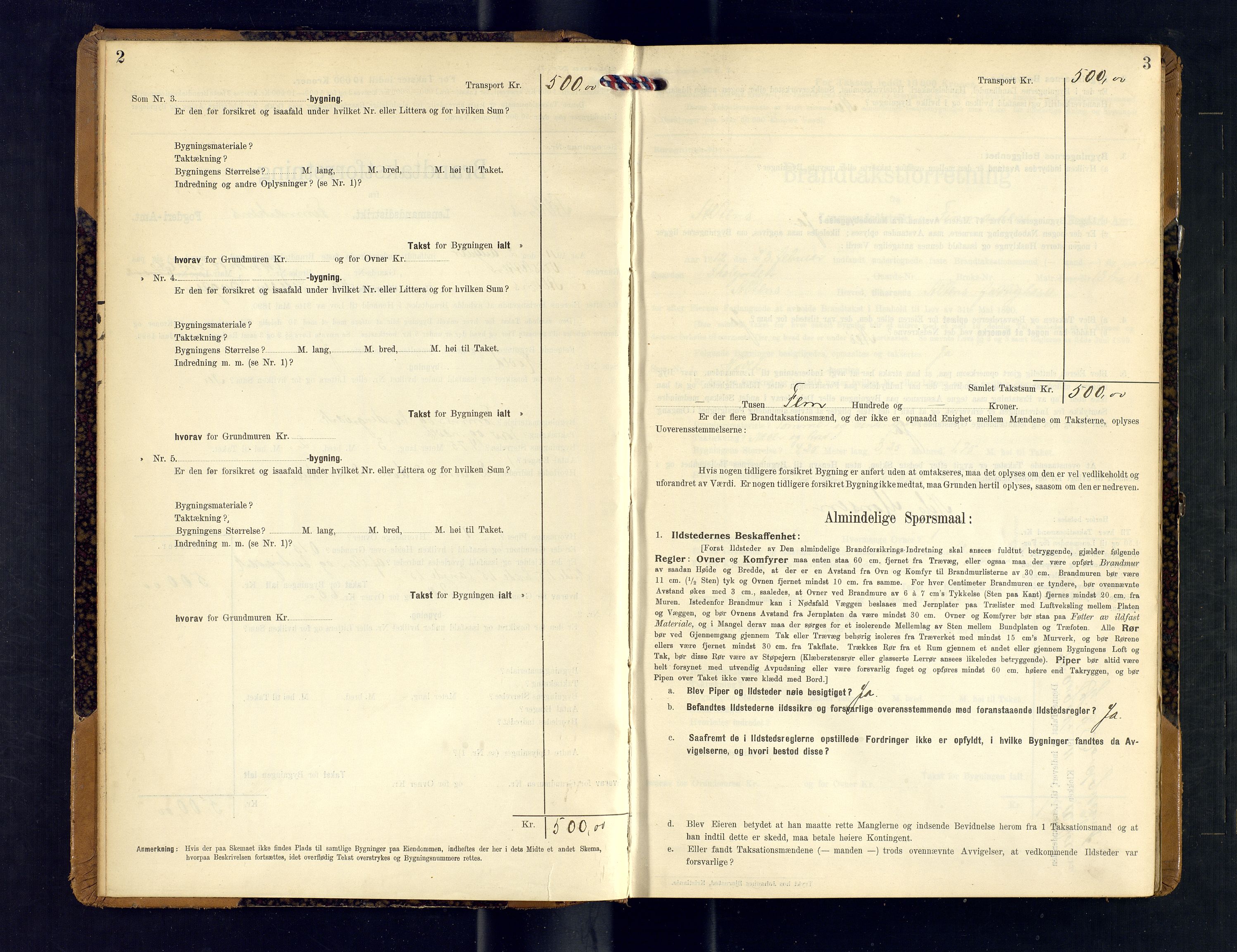 Alta lensmannskontor, AV/SATØ-S-1165/O/Ob/L0171: Branntakstprotokoll, 1911-1915, p. 2-3