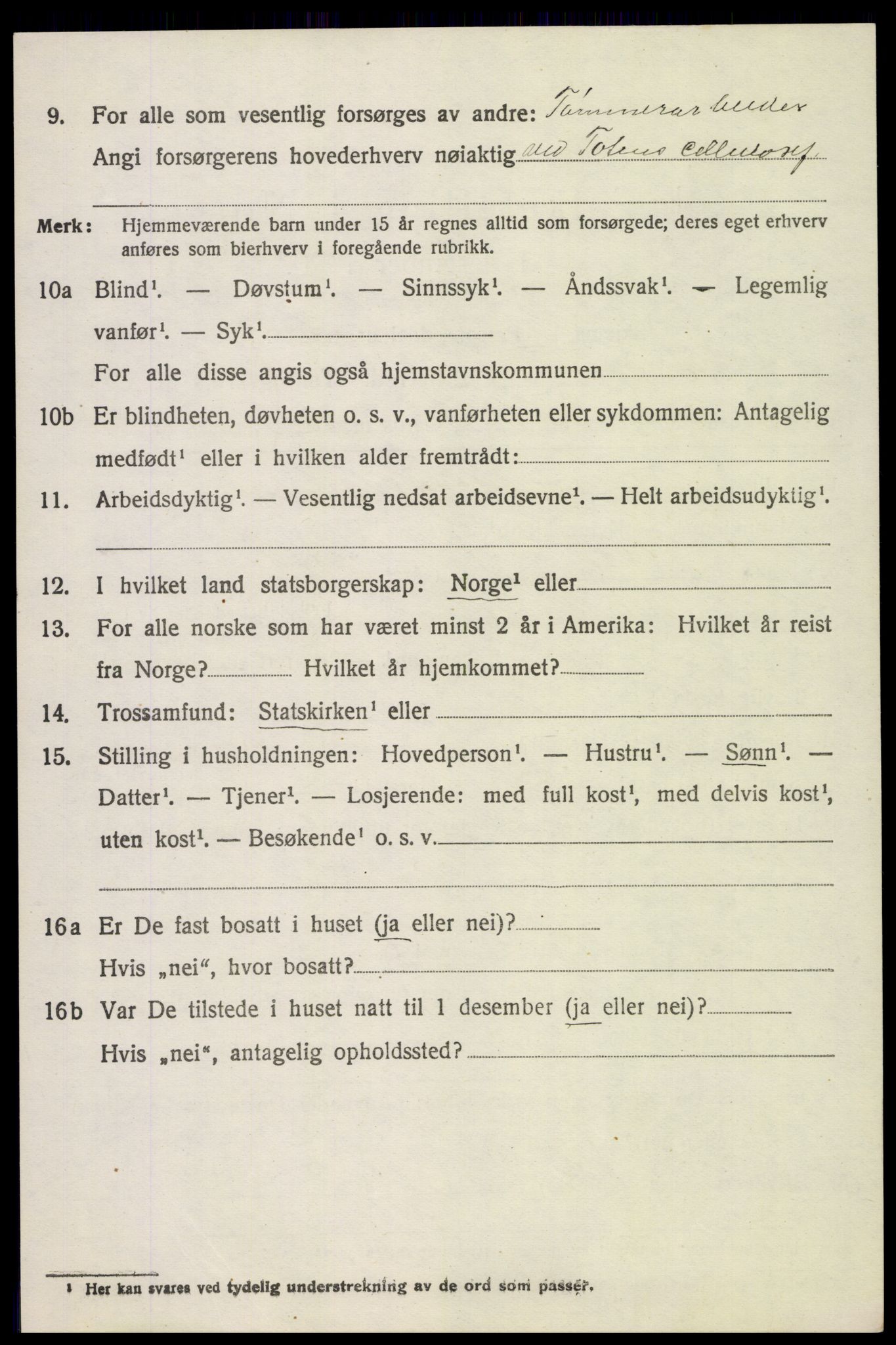 SAH, 1920 census for Vardal, 1920, p. 6586