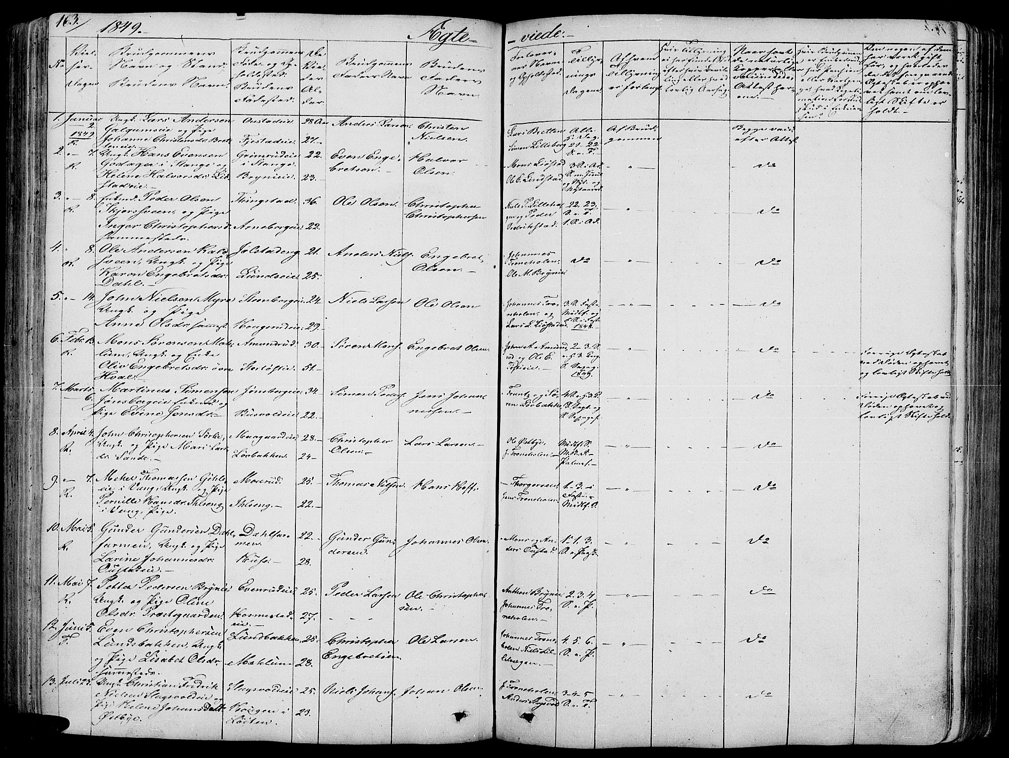 Romedal prestekontor, SAH/PREST-004/L/L0009: Parish register (copy) no. 9, 1846-1866, p. 163