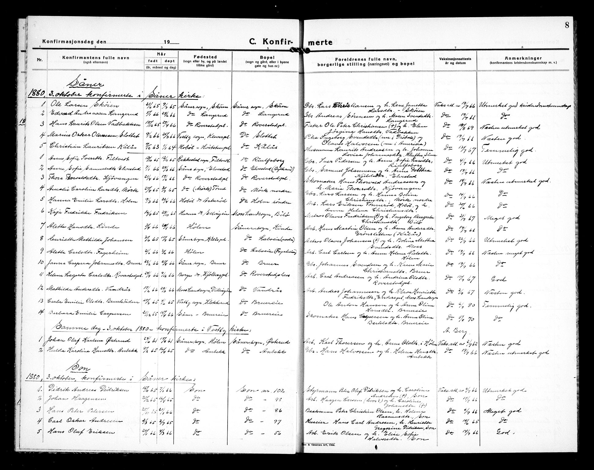 Vestby prestekontor Kirkebøker, SAO/A-10893/G/Gb/L0001: Parish register (copy) no. II 1, 1878-1905, p. 8