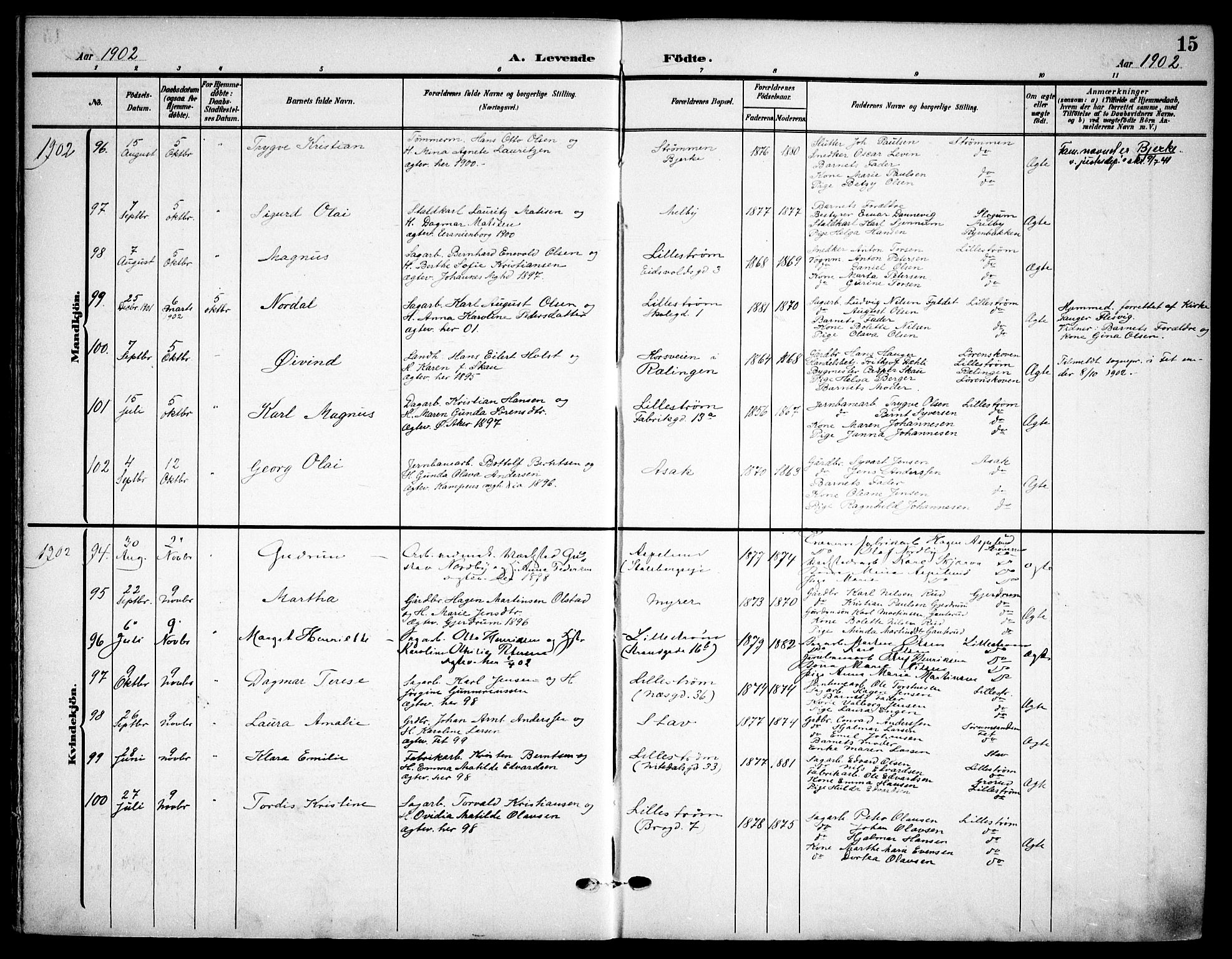 Skedsmo prestekontor Kirkebøker, AV/SAO-A-10033a/F/Fa/L0015: Parish register (official) no. I 15, 1902-1917, p. 15