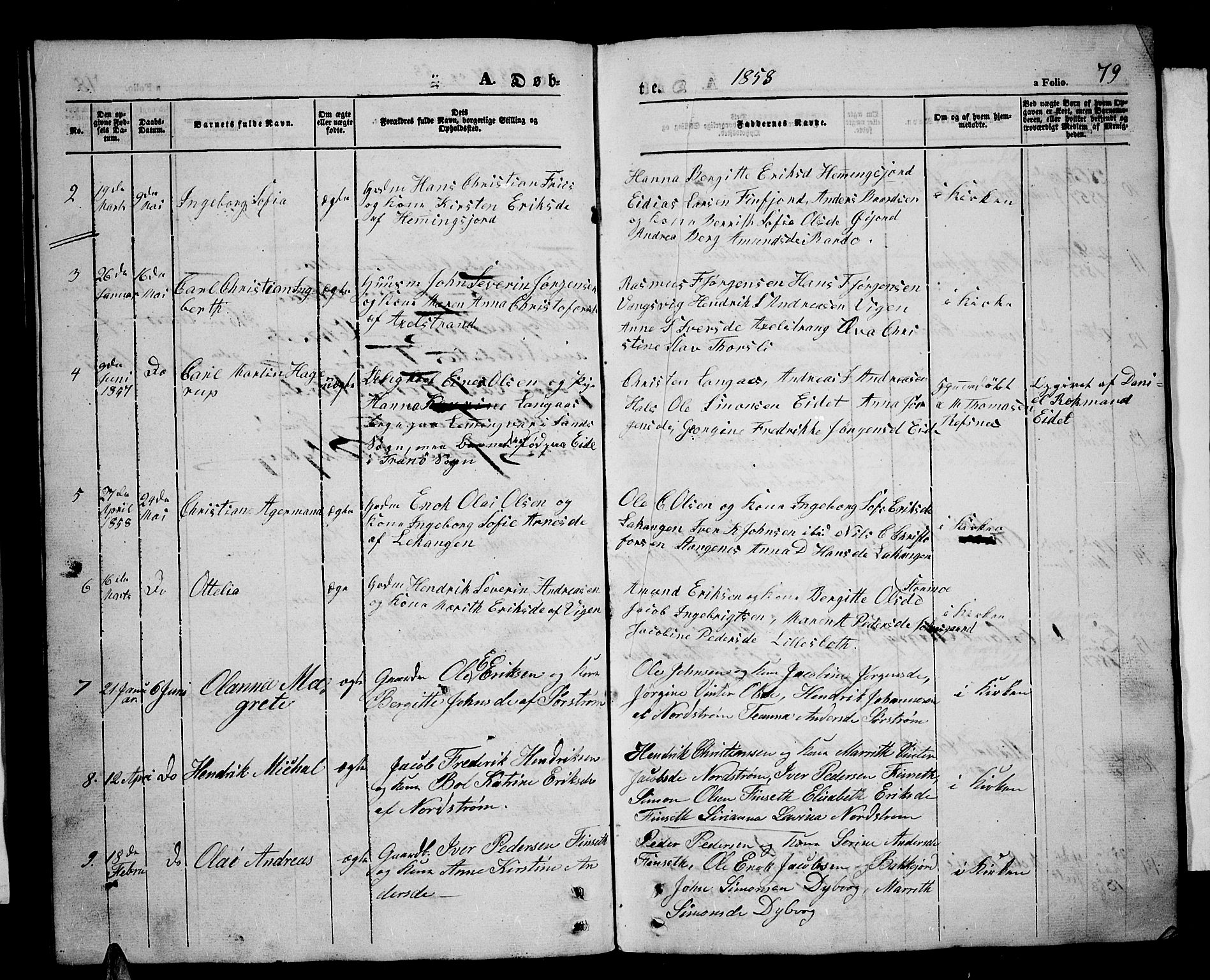 Tranøy sokneprestkontor, SATØ/S-1313/I/Ia/Iab/L0002klokker: Parish register (copy) no. 2, 1847-1860, p. 79