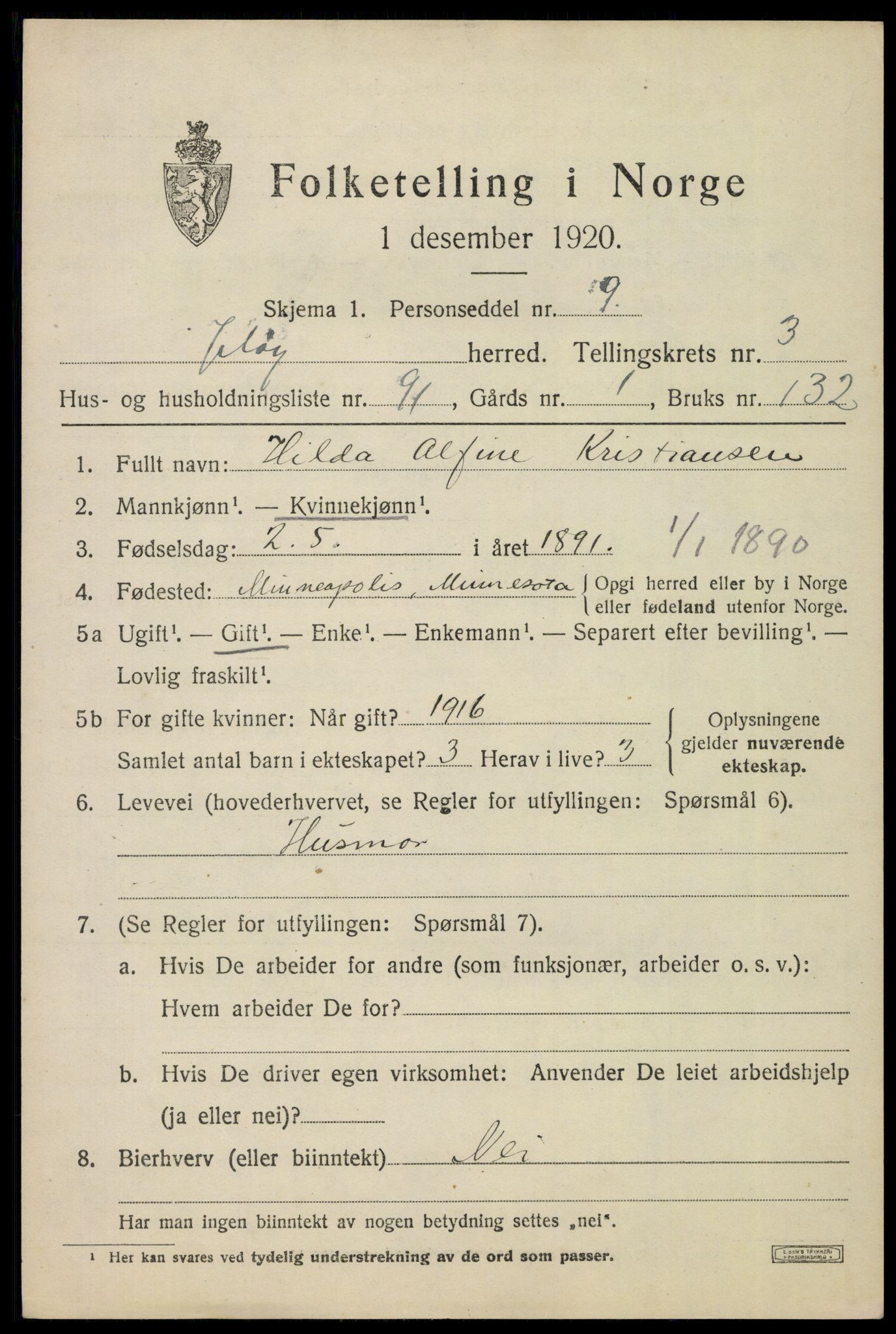 SAO, 1920 census for Moss land district, 1920, p. 4797