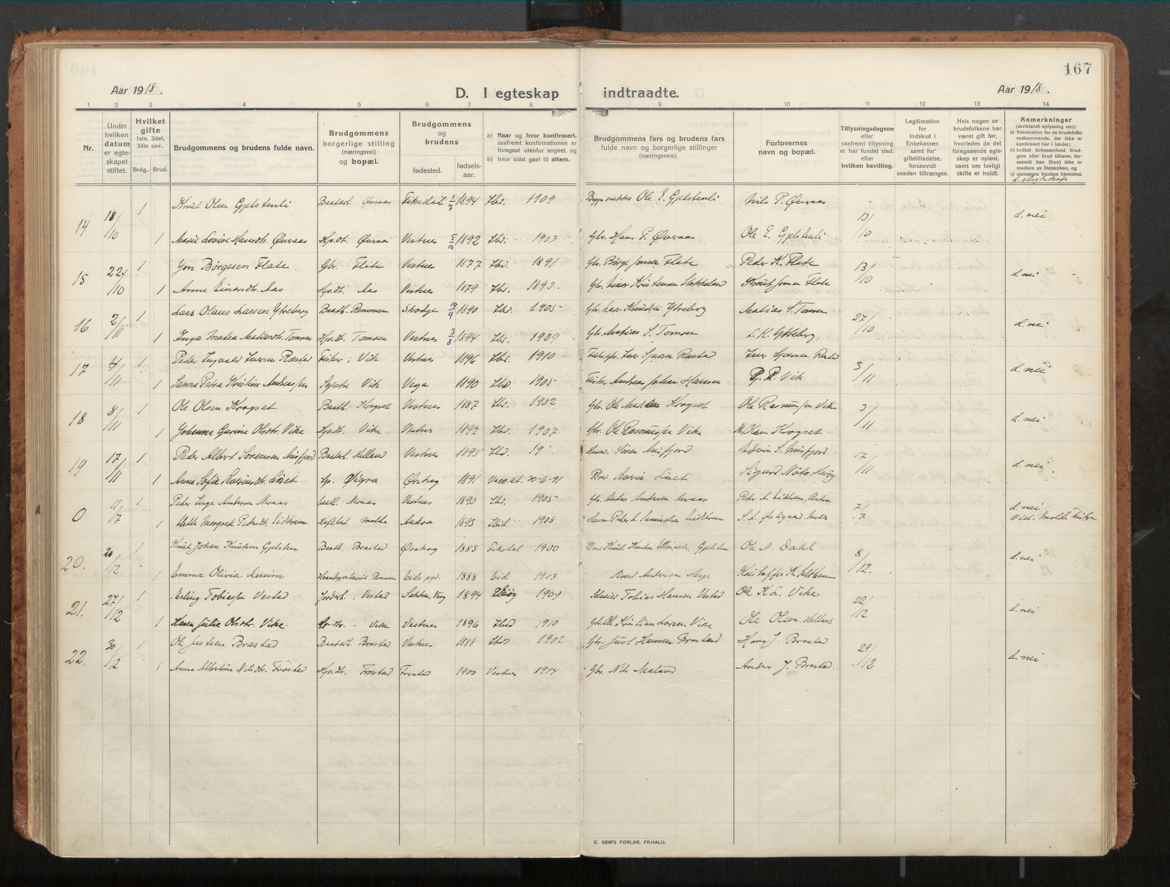 Ministerialprotokoller, klokkerbøker og fødselsregistre - Møre og Romsdal, AV/SAT-A-1454/539/L0534a: Parish register (official) no. 539A08, 1912-1935, p. 167