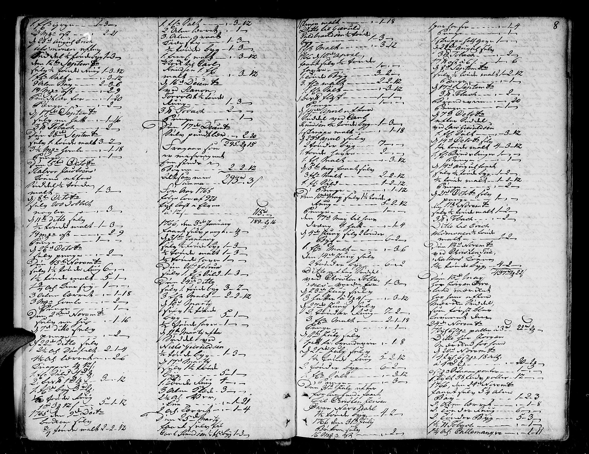 Nedenes sorenskriveri før 1824, AV/SAK-1221-0007/H/Hc/L0033: Skifteprotokoll med register nr 22a, 1767-1772, p. 7b-8a
