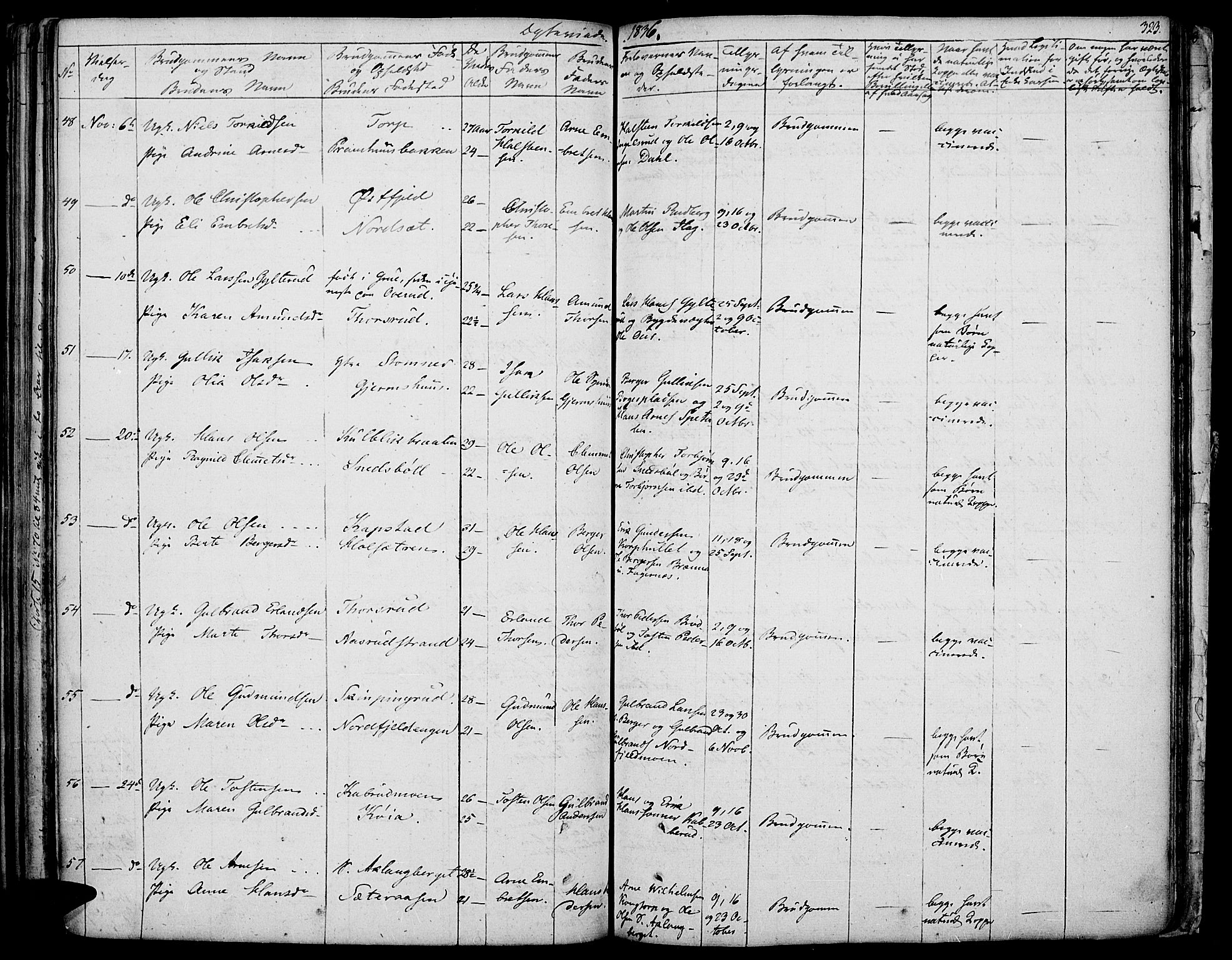Vinger prestekontor, SAH/PREST-024/H/Ha/Haa/L0007: Parish register (official) no. 7, 1826-1839, p. 323