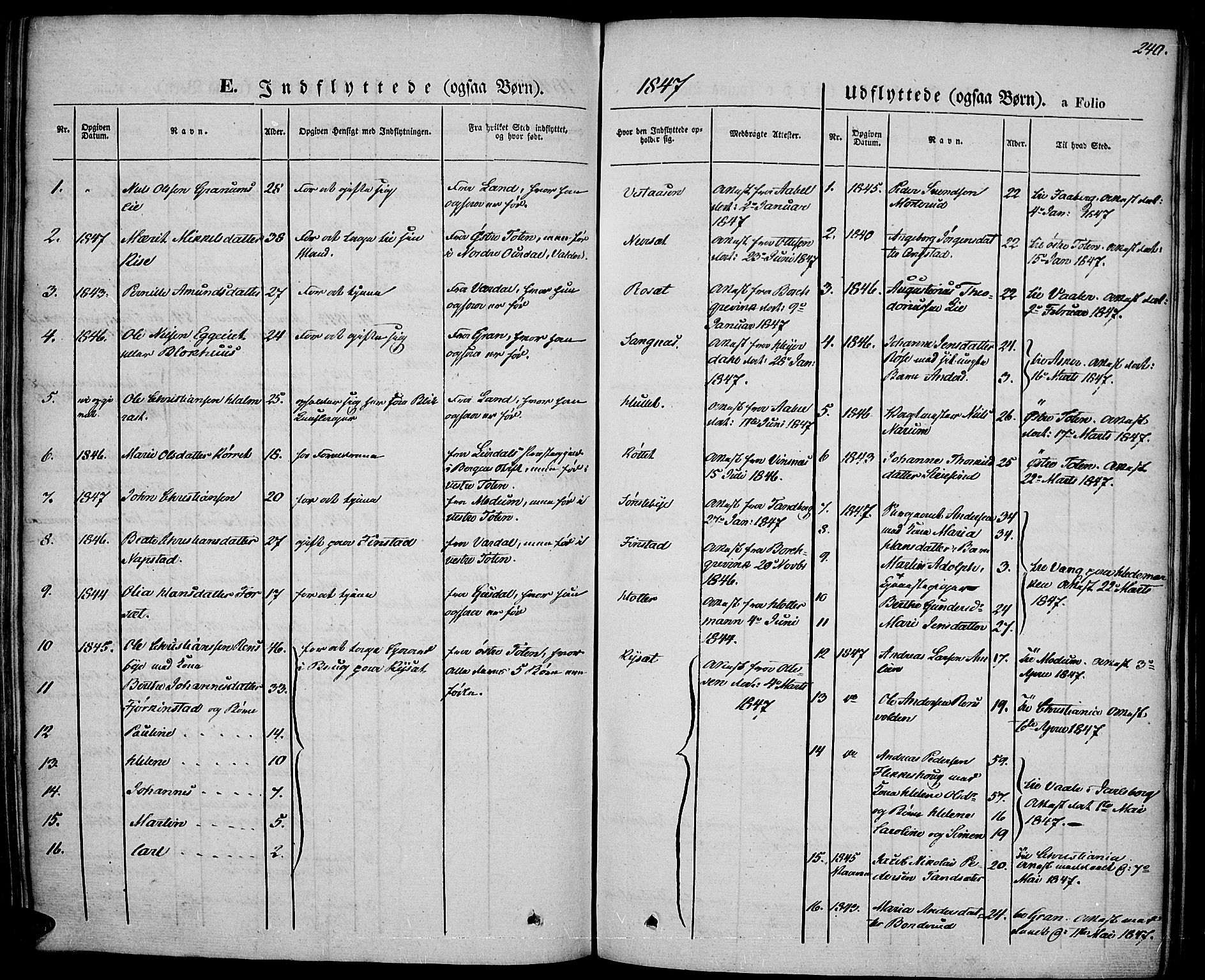 Vestre Toten prestekontor, AV/SAH-PREST-108/H/Ha/Haa/L0004: Parish register (official) no. 4, 1844-1849, p. 240