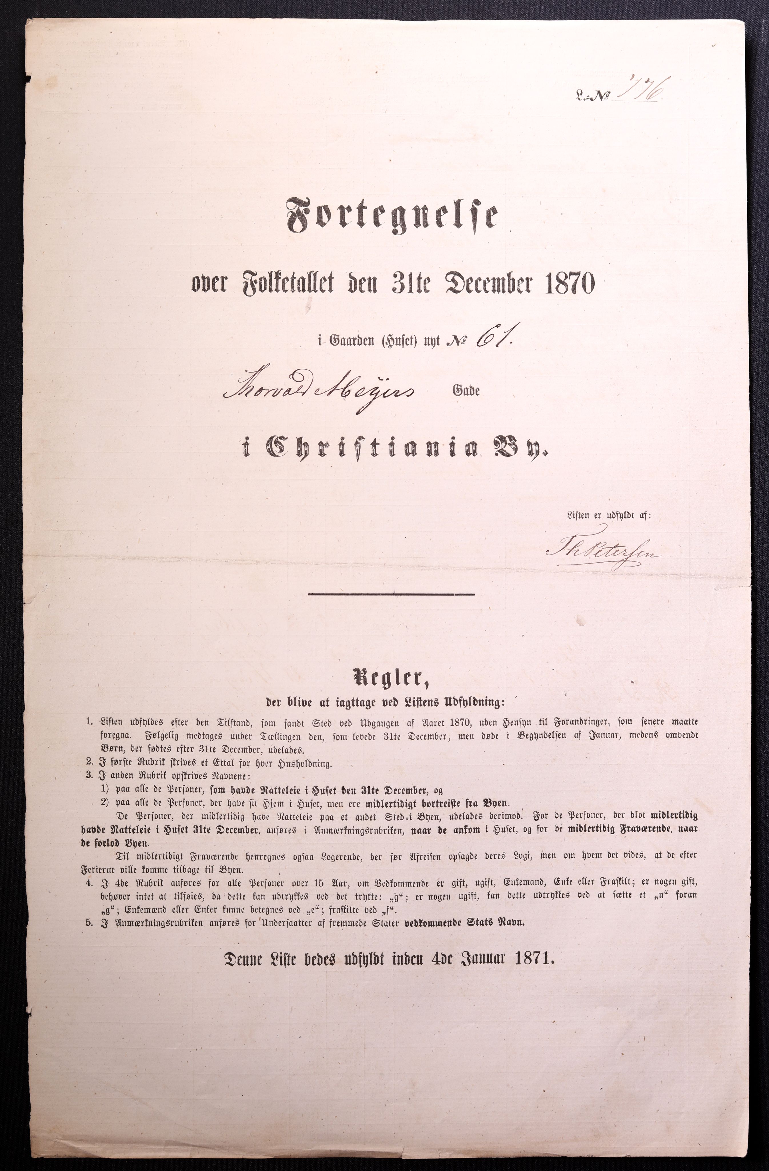 RA, 1870 census for 0301 Kristiania, 1870, p. 4255